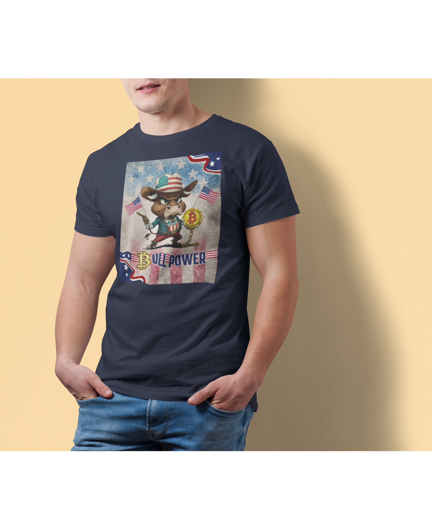 Bitcoin Bullz™ Graphic Athleisure Patriot Tee – Lightweight Crypto Streetwear for Viral HODL Crew Crypto Bitcoin Passion