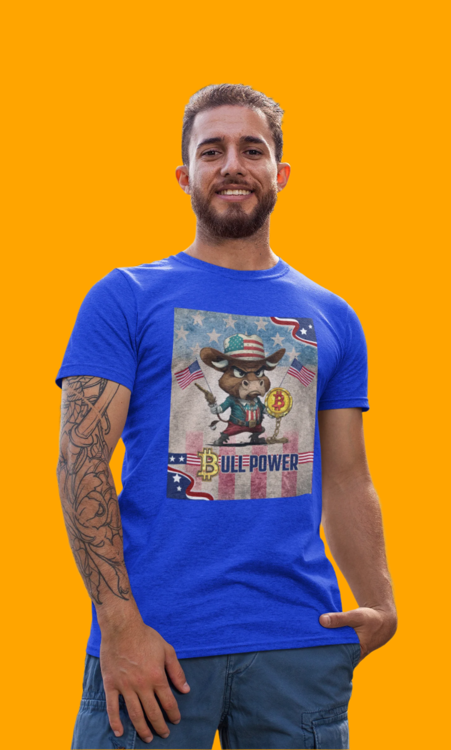 Bitcoin Bullz™ Graphic Athleisure Patriot Tee – Lightweight Crypto Streetwear for Viral HODL Crew Crypto Bitcoin Passion