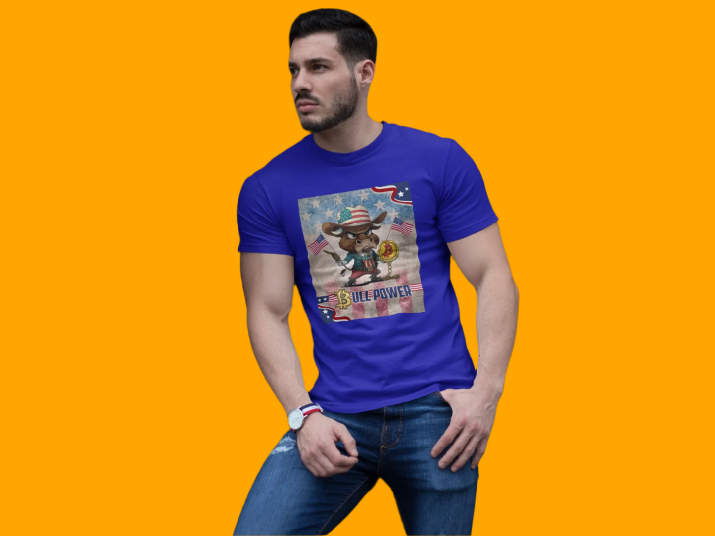 Bitcoin Bullz™ Graphic Athleisure Patriot Tee – Lightweight Crypto Streetwear for Viral HODL Crew Crypto Bitcoin Passion