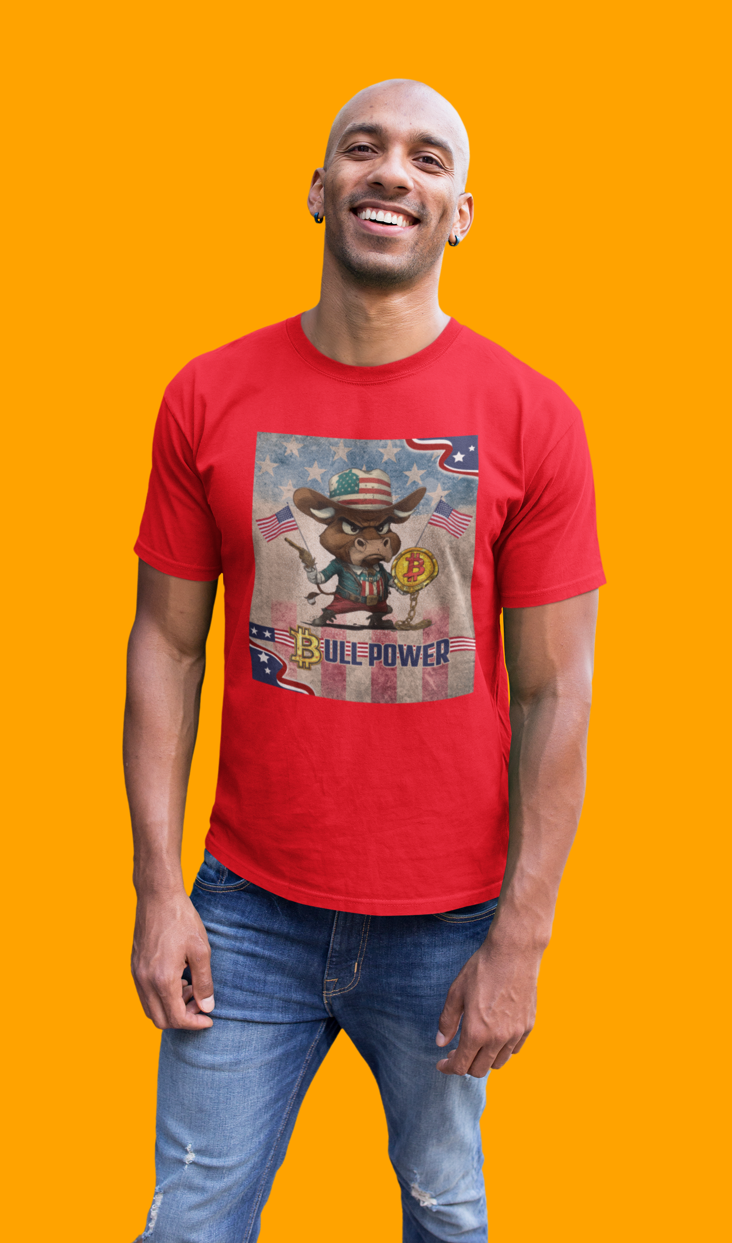 Bitcoin Bullz™ Graphic Athleisure Patriot Tee – Lightweight Crypto Streetwear for Viral HODL Crew Crypto Bitcoin Passion