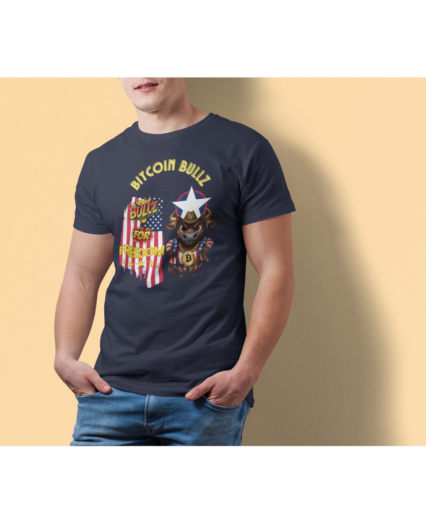 Bitcoin Bullz™ Viral Patriotic Crypto Street Tee Limited Pieces– Bold USA Design for Bitcoin Bulls & Independence Lovers Crypto Passion for July 4th🔥