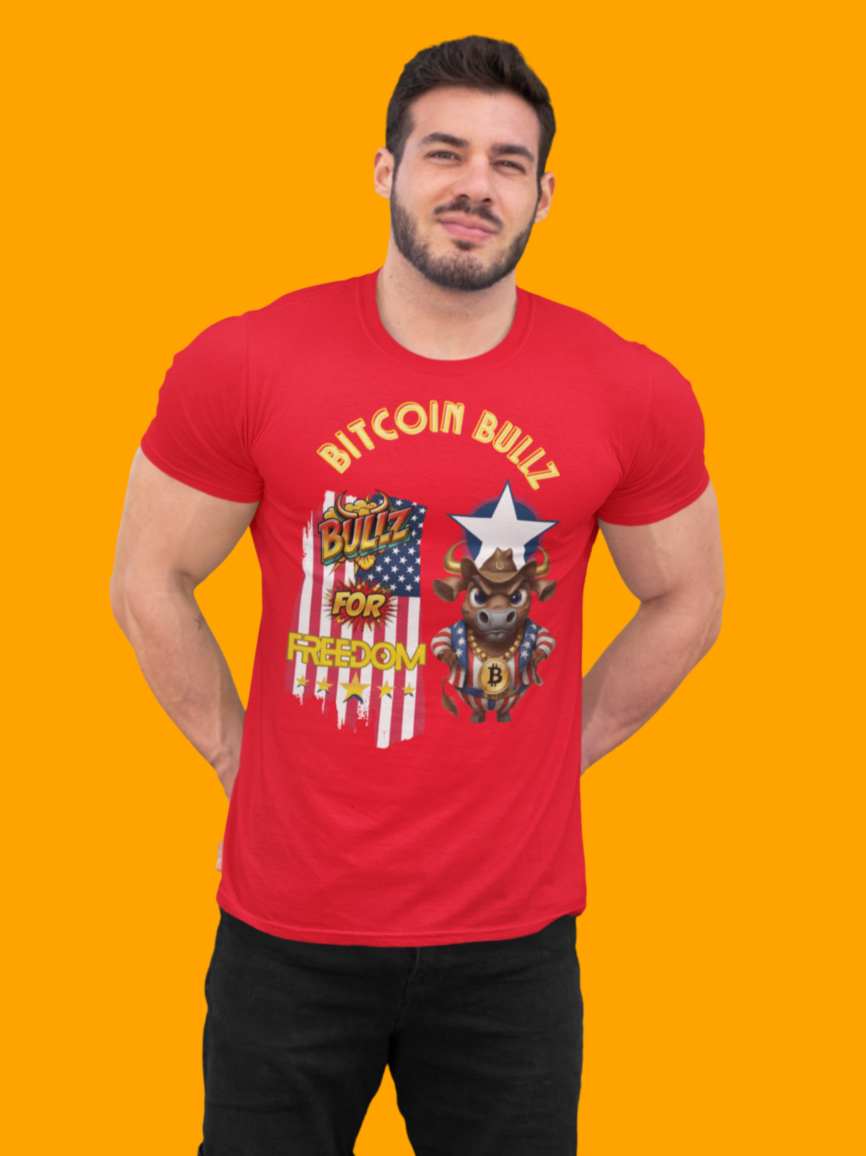 Bitcoin Bullz™ Viral Patriotic Crypto Street Tee Limited Pieces– Bold USA Design for Bitcoin Bulls & Independence Lovers Crypto Passion for July 4th🔥