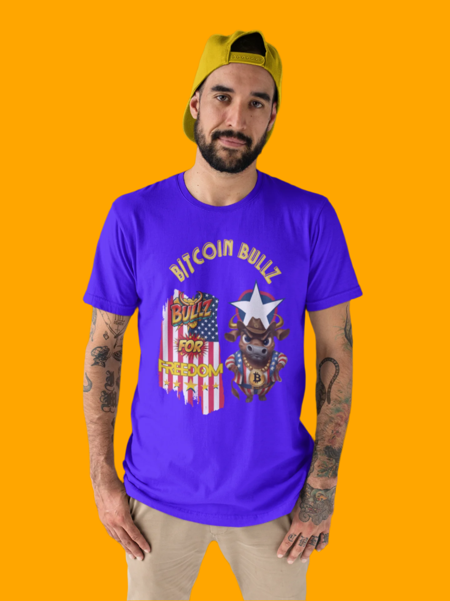 Bitcoin Bullz™ Viral Patriotic Crypto Street Tee Limited Pieces– Bold USA Design for Bitcoin Bulls & Independence Lovers Crypto Passion for July 4th🔥