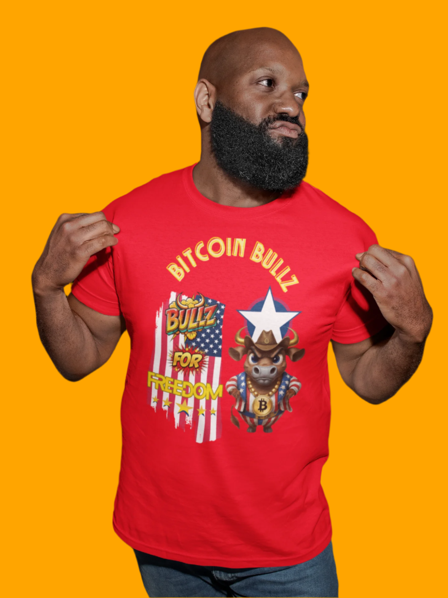 Bitcoin Bullz™ Viral Patriotic Crypto Street Tee Limited Pieces– Bold USA Design for Bitcoin Bulls & Independence Lovers Crypto Passion for July 4th🔥