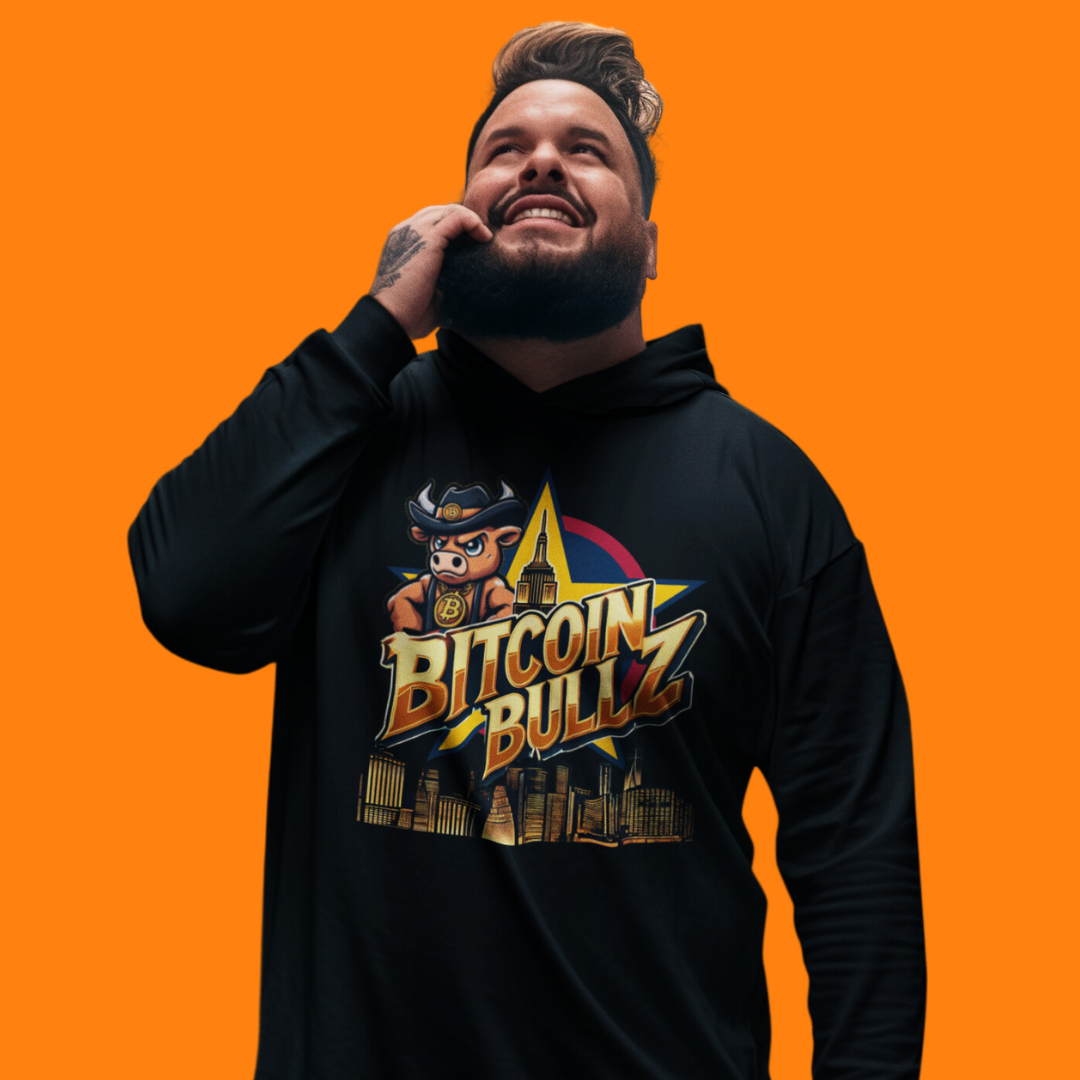 Men's Bitcoin Bullz Hoodie Lightweight Comic Book NYC streetwear Viral Style for Bitcoin Cowboys Urban Summer wear