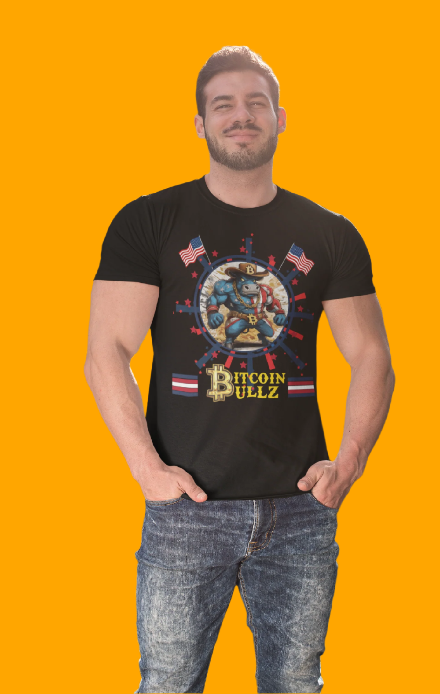 🔥 Bitcoin Bullz™ All-American Limited Edition Tee – Crypto Lovers, Bold Patriotic Streetwear for Independent Spirits (Only 500 Made!) 🔥