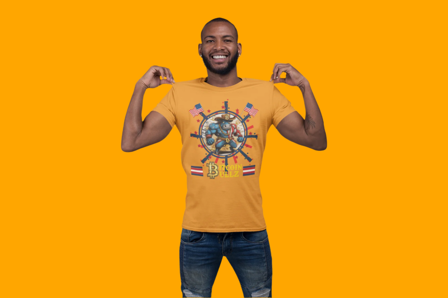 🔥 Bitcoin Bullz™ All-American Limited Edition Tee – Crypto Lovers, Bold Patriotic Streetwear for Independent Spirits (Only 500 Made!) 🔥