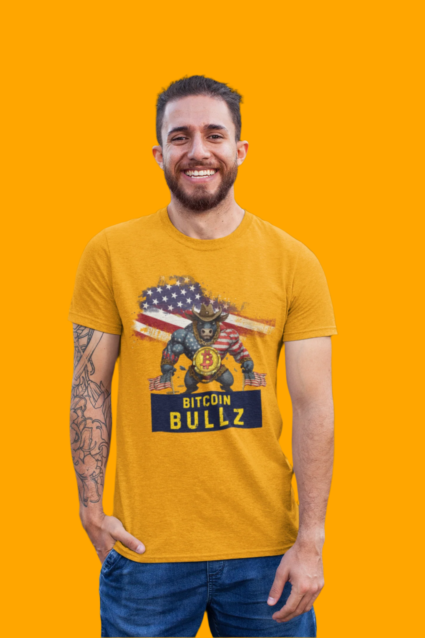 🚀 Bitcoin Bullz™ Viral Patriotic Crypto Tee Independence Day – Bold USA Graphic for HODLers & Freedom Riders Limited Design (Only 500!)