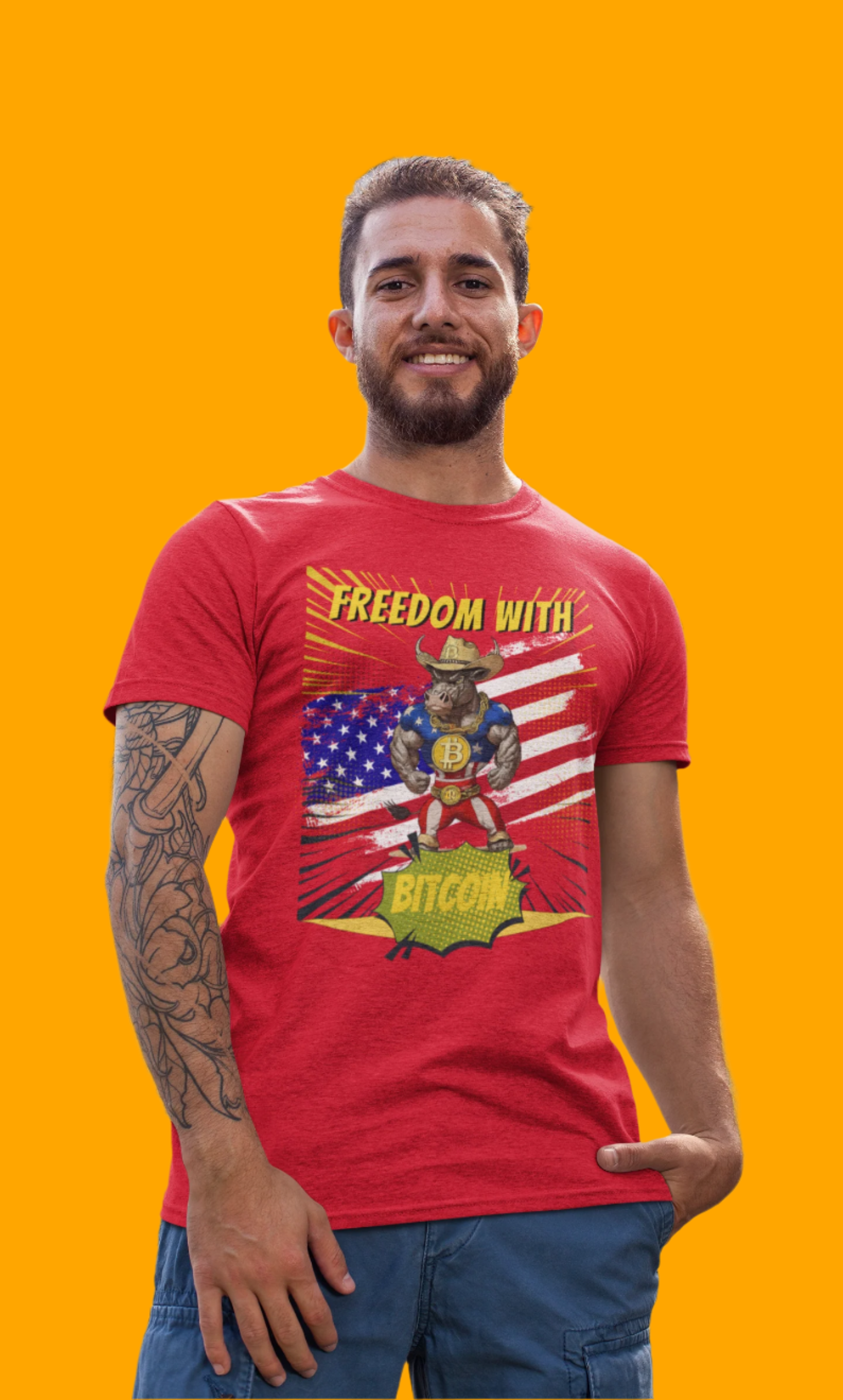 🔥 Bitcoin Bullz™ Limited Patriotic Crypto Tee – Bold American Streetwear for True Bitcoin Believers Exclusive Design (Only 500 Available!) 🔥