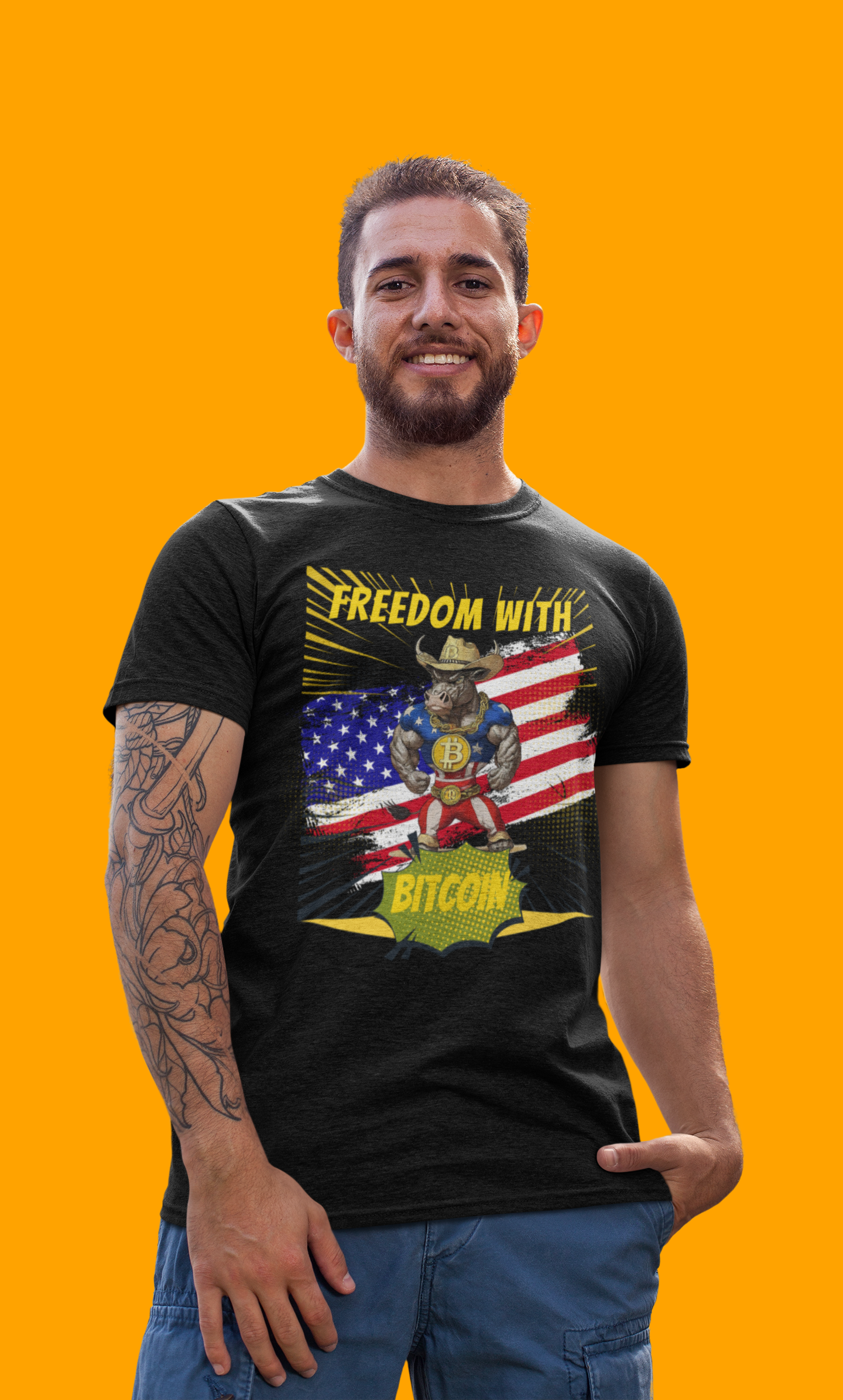 🔥 Bitcoin Bullz™ Limited Patriotic Crypto Tee – Bold American Streetwear for True Bitcoin Believers Exclusive Design (Only 500 Available!) 🔥