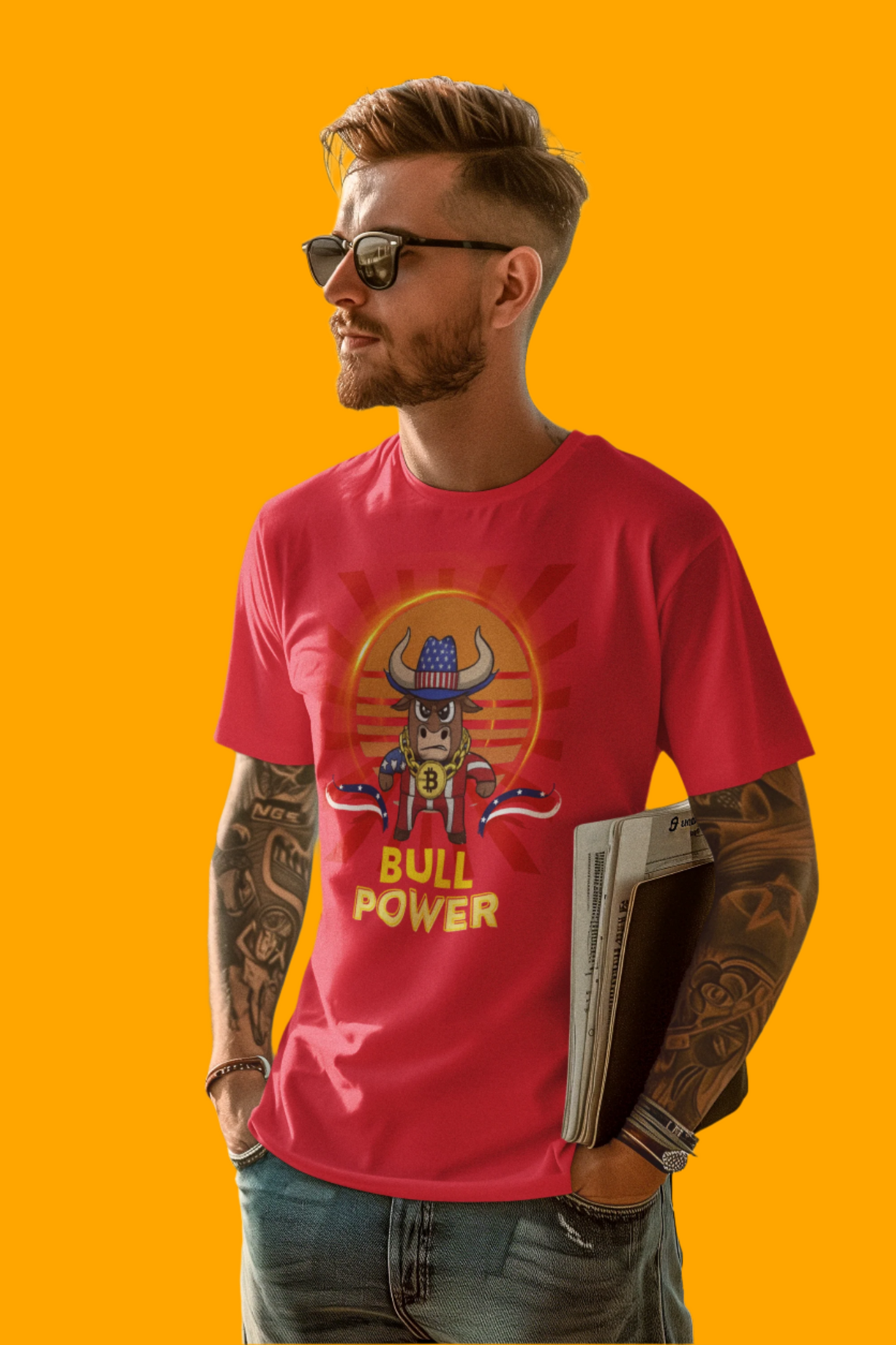 🔥 Bitcoin Bullz™ Limited Design Cowboy Crypto Tee – American Viral Streetwear for True Bitcoin Believers Limited Drop (Only 500 Available!) 🔥