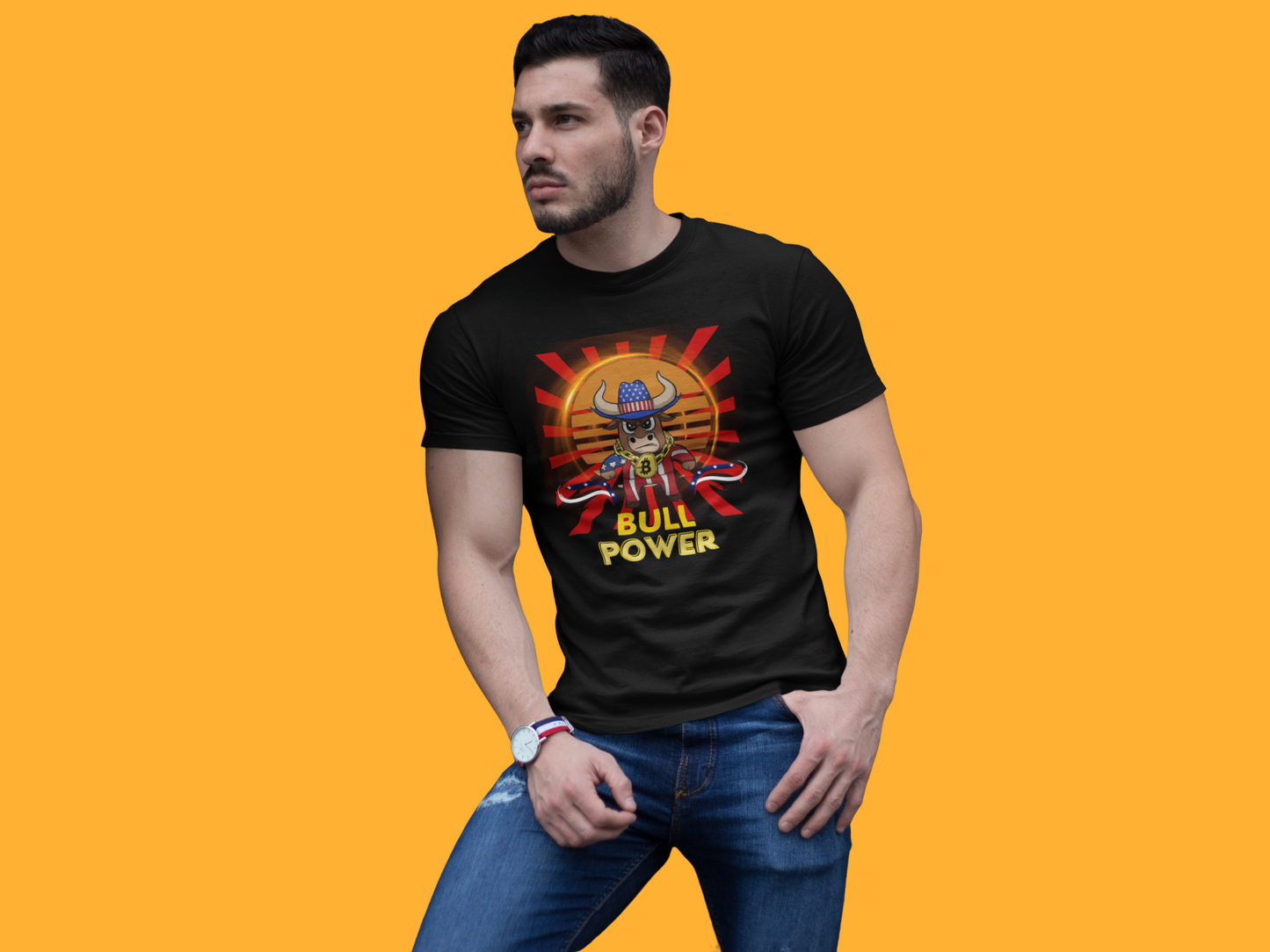 🔥 Bitcoin Bullz™ Limited Design Cowboy Crypto Tee – American Viral Streetwear for True Bitcoin Believers Limited Drop (Only 500 Available!) 🔥