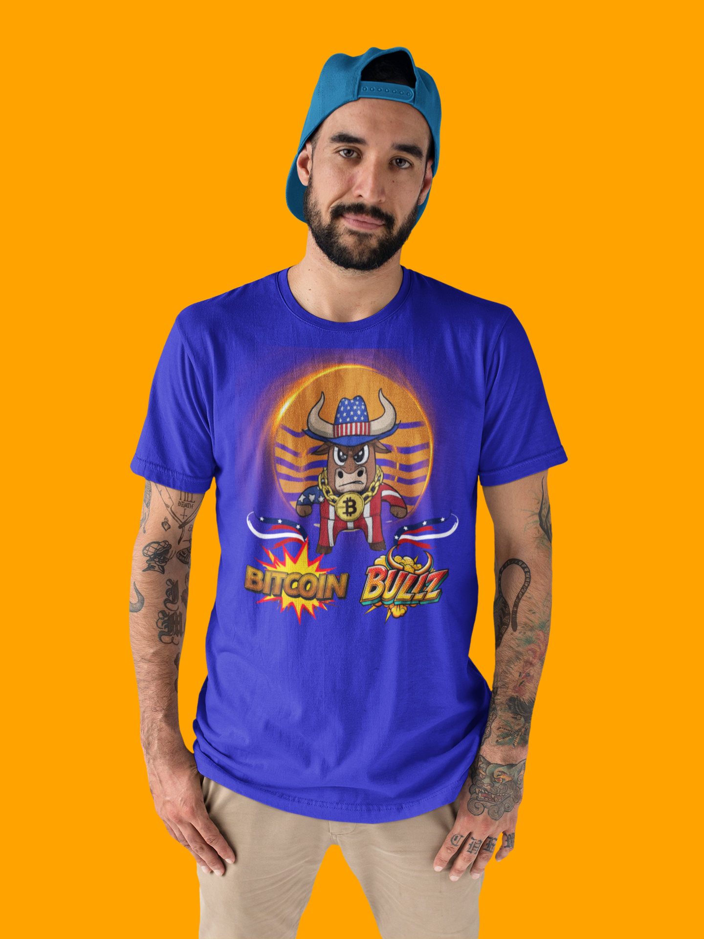 Bitcoin Bullz™ Retro-Futuristic Crypto Patriot Tee – Crypto Cowboy Viral Bold Design for Blockchain Believers Limited Designs (500 Pieces Only)