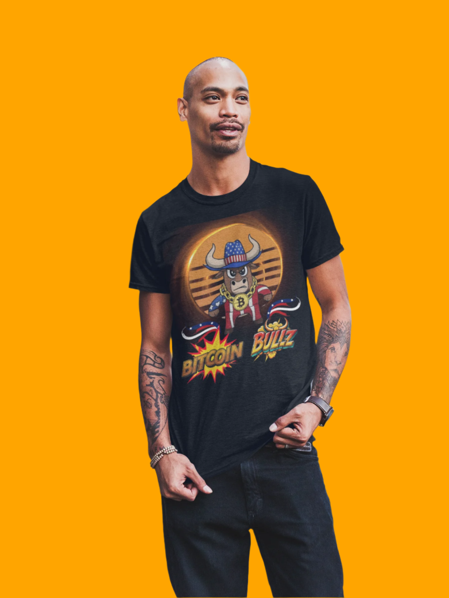 Bitcoin Bullz™ Retro-Futuristic Crypto Patriot Tee – Crypto Cowboy Viral Bold Design for Blockchain Believers Limited Designs (500 Pieces Only)
