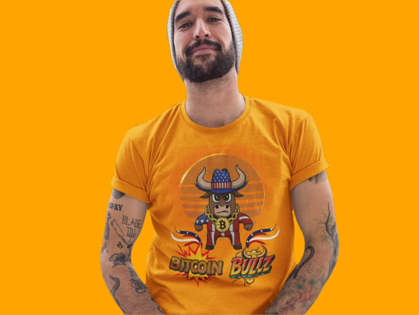Bitcoin Bullz™ Retro-Futuristic Crypto Patriot Tee – Crypto Cowboy Viral Bold Design for Blockchain Believers Limited Designs (500 Pieces Only)