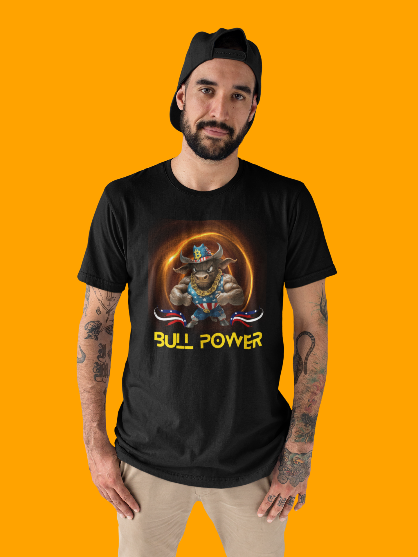 Bitcoin Bullz™ Crypto Freedom Tee – Patriot Style Meets Outdoor Streetwear Independence Day Crypto Bulls