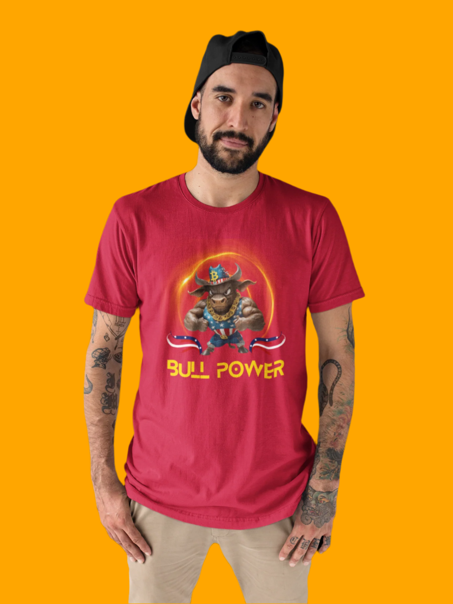 Bitcoin Bullz™ Crypto Freedom Tee – Patriot Style Meets Outdoor Streetwear Independence Day Crypto Bulls
