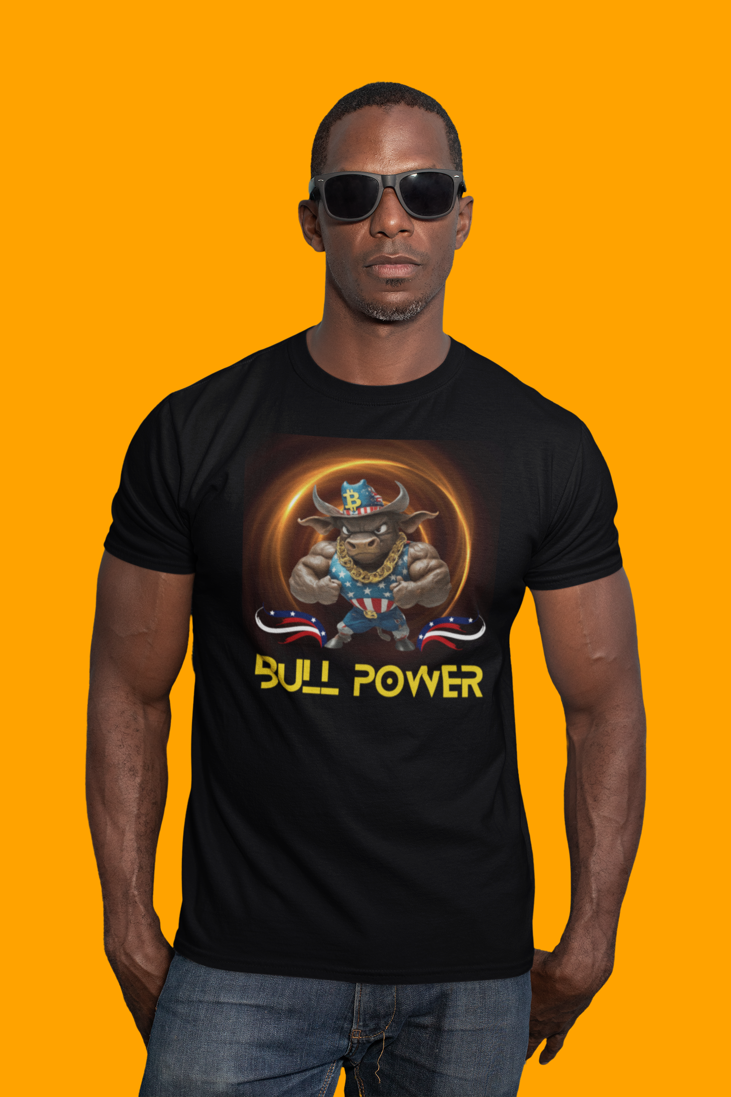 Bitcoin Bullz™ Crypto Freedom Tee – Patriot Style Meets Outdoor Streetwear Independence Day Crypto Bulls