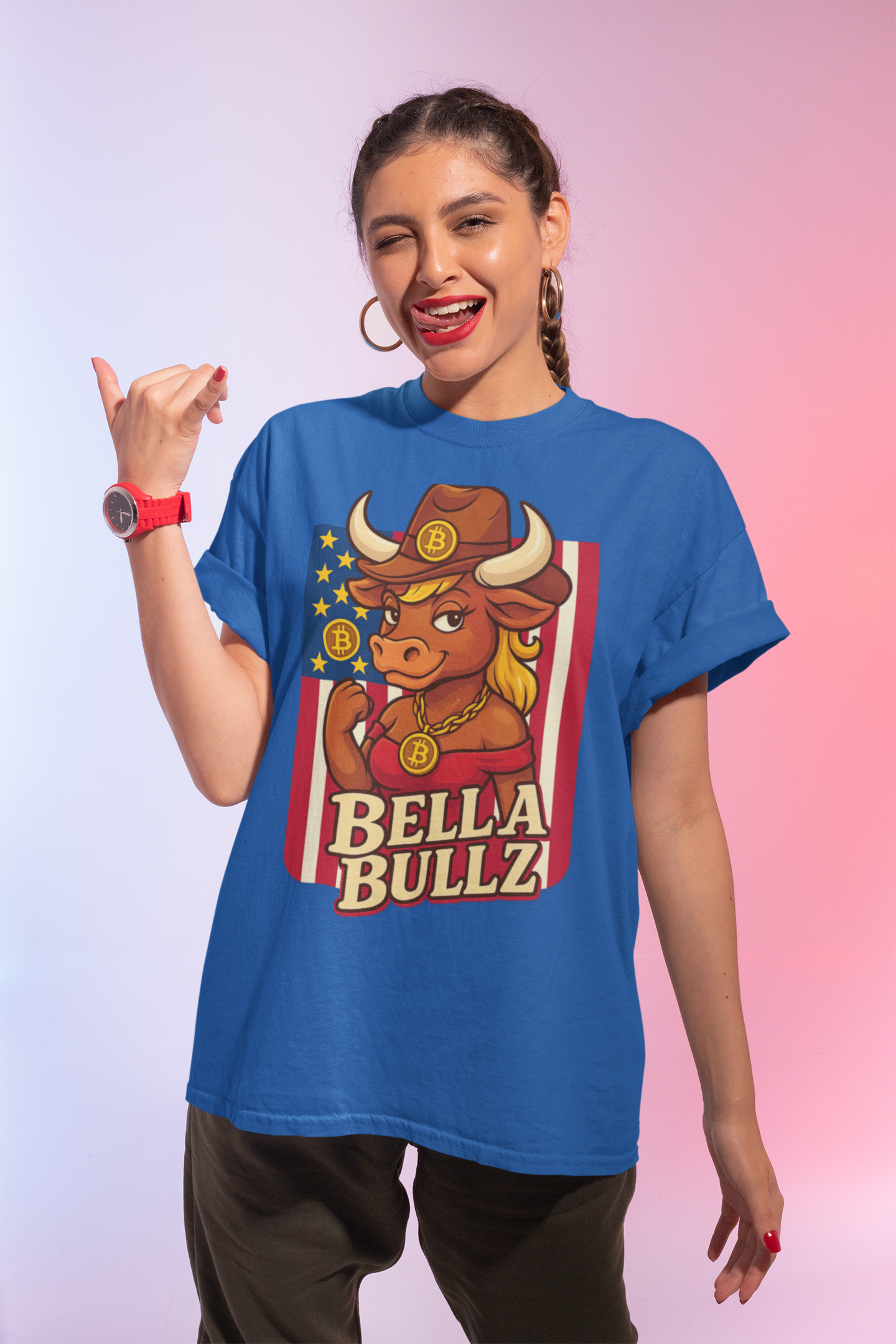 Bella Bullz Texas Cowboy Style for Crypto Women Limited Design Fashion Tee