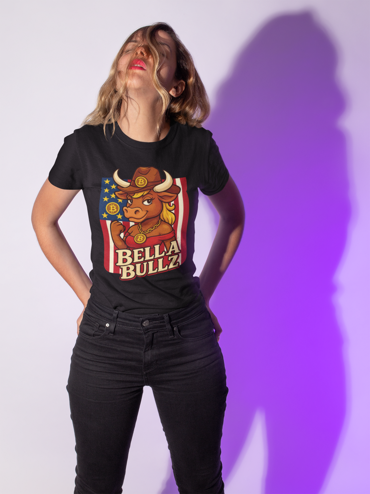Bella Bullz Texas Cowboy Style for Crypto Women Limited Design Fashion Tee