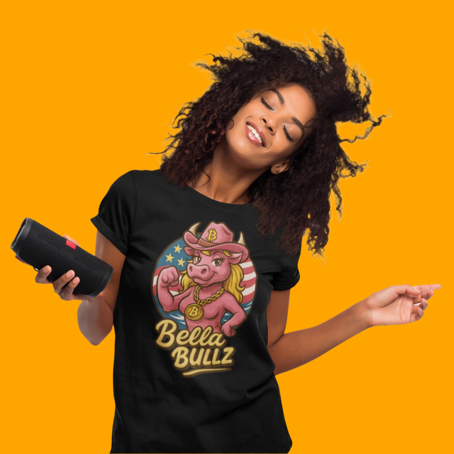 Bella Bullz Women's Summer Cotton Tee, Crypto Cowgirl T-shirt, Crypto Themed Gift, Western Style Shirt, Great for Holidays