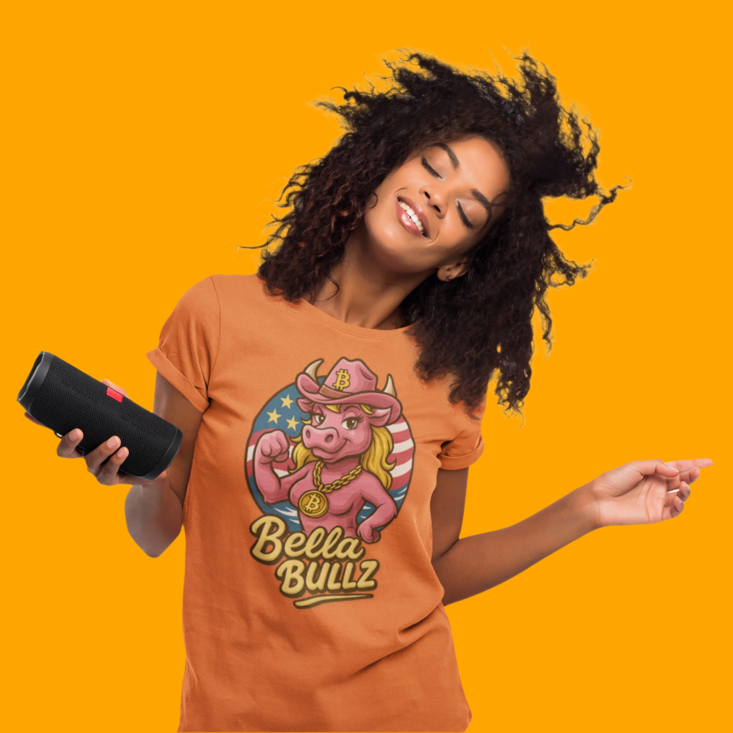 Bella Bullz Women's Summer Cotton Tee, Crypto Cowgirl T-shirt, Crypto Themed Gift, Western Style Shirt, Great for Holidays