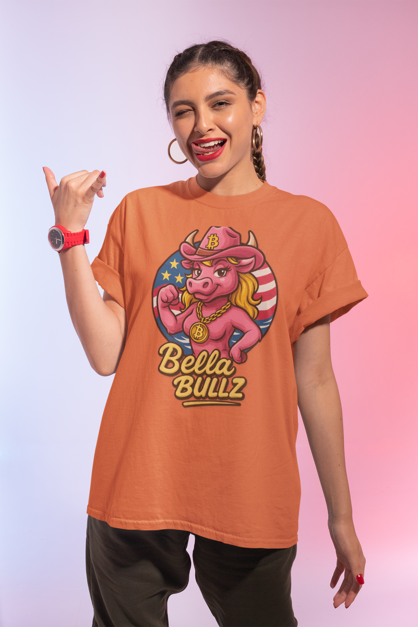 Bella Bullz Women's Summer Cotton Tee, Crypto Cowgirl T-shirt, Crypto Themed Gift, Western Style Shirt, Great for Holidays