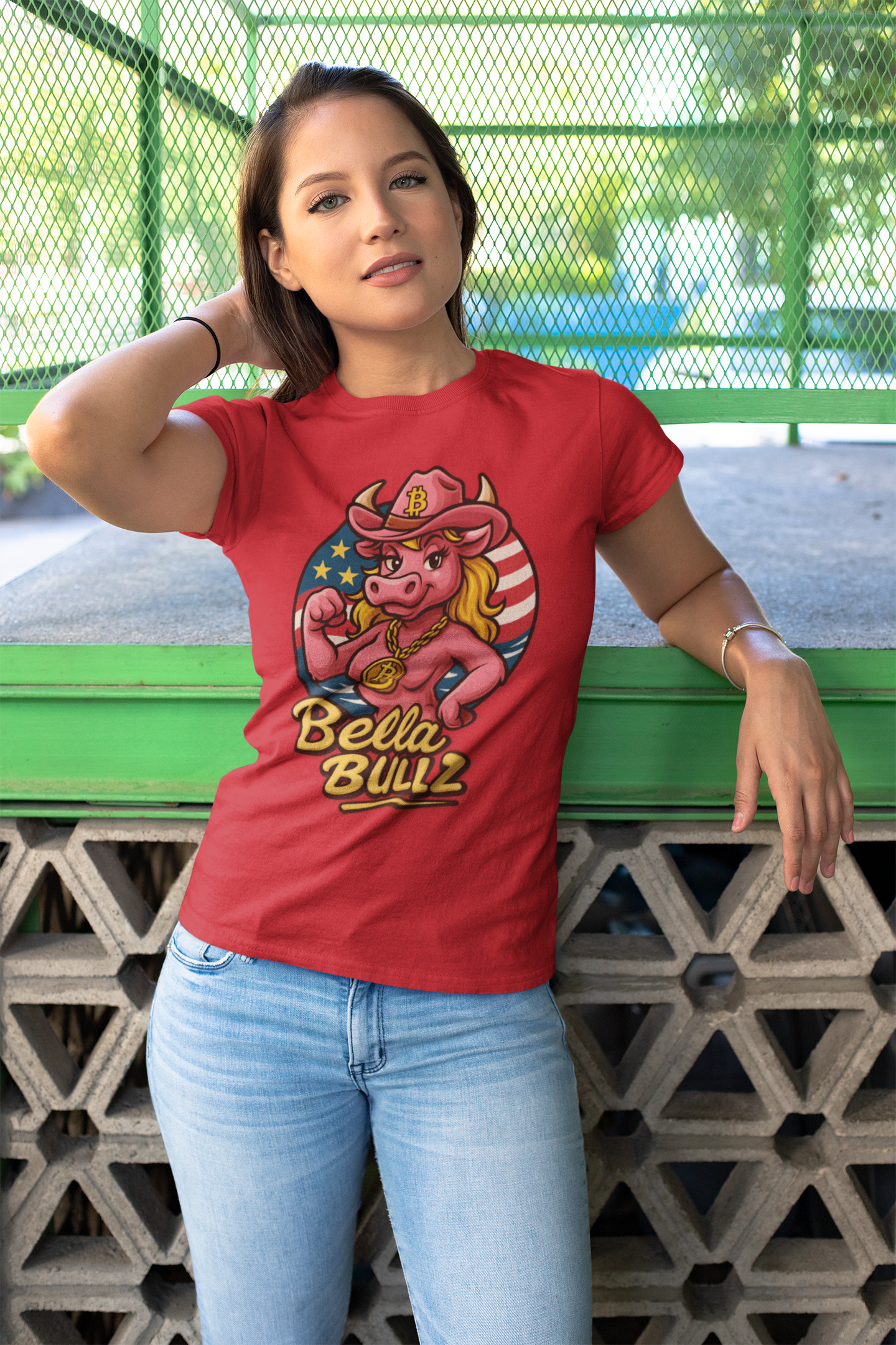 Bella Bullz Women's Summer Cotton Tee, Crypto Cowgirl T-shirt, Crypto Themed Gift, Western Style Shirt, Great for Holidays