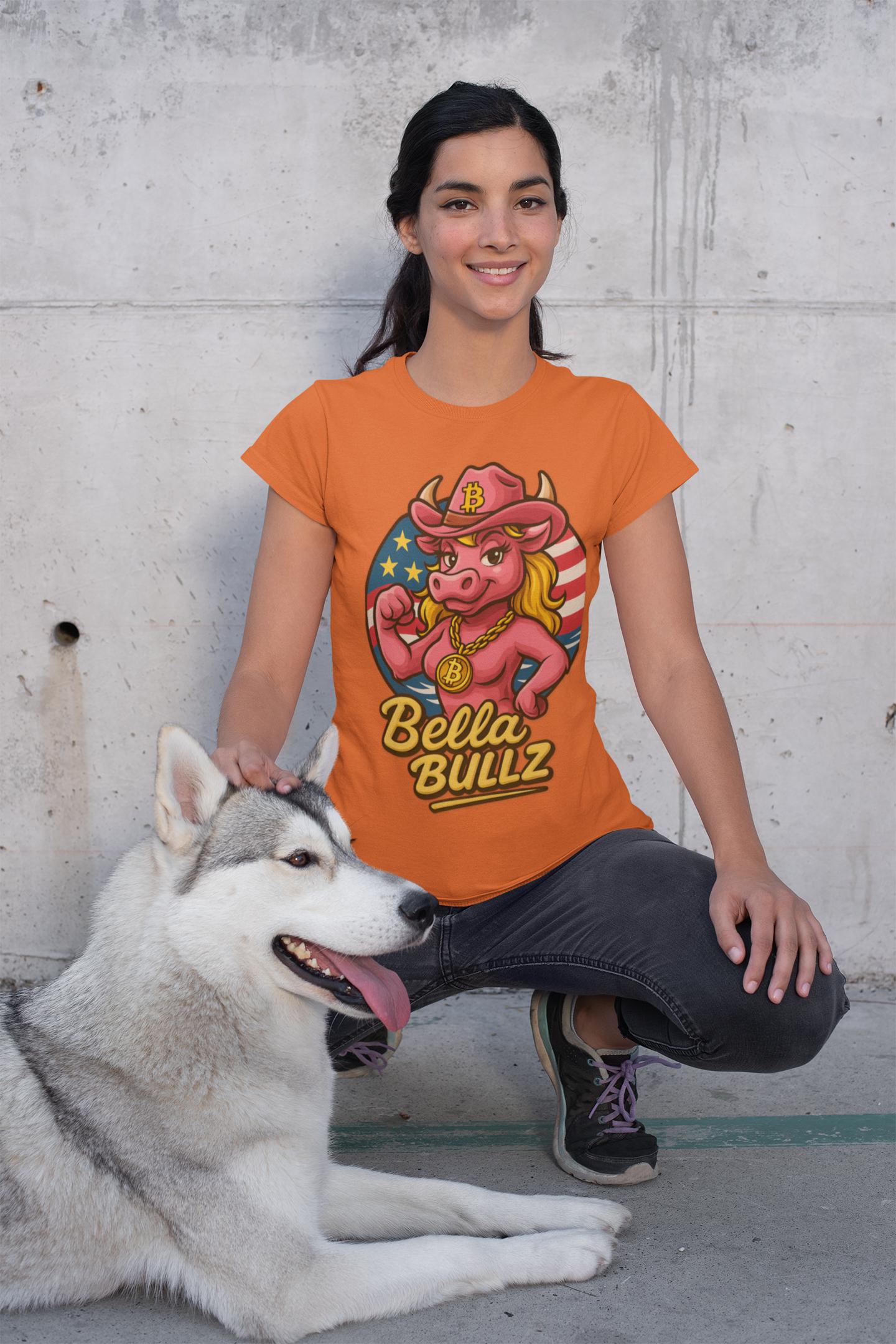 Bella Bullz Women's Summer Cotton Tee, Crypto Cowgirl T-shirt, Crypto Themed Gift, Western Style Shirt, Great for Holidays