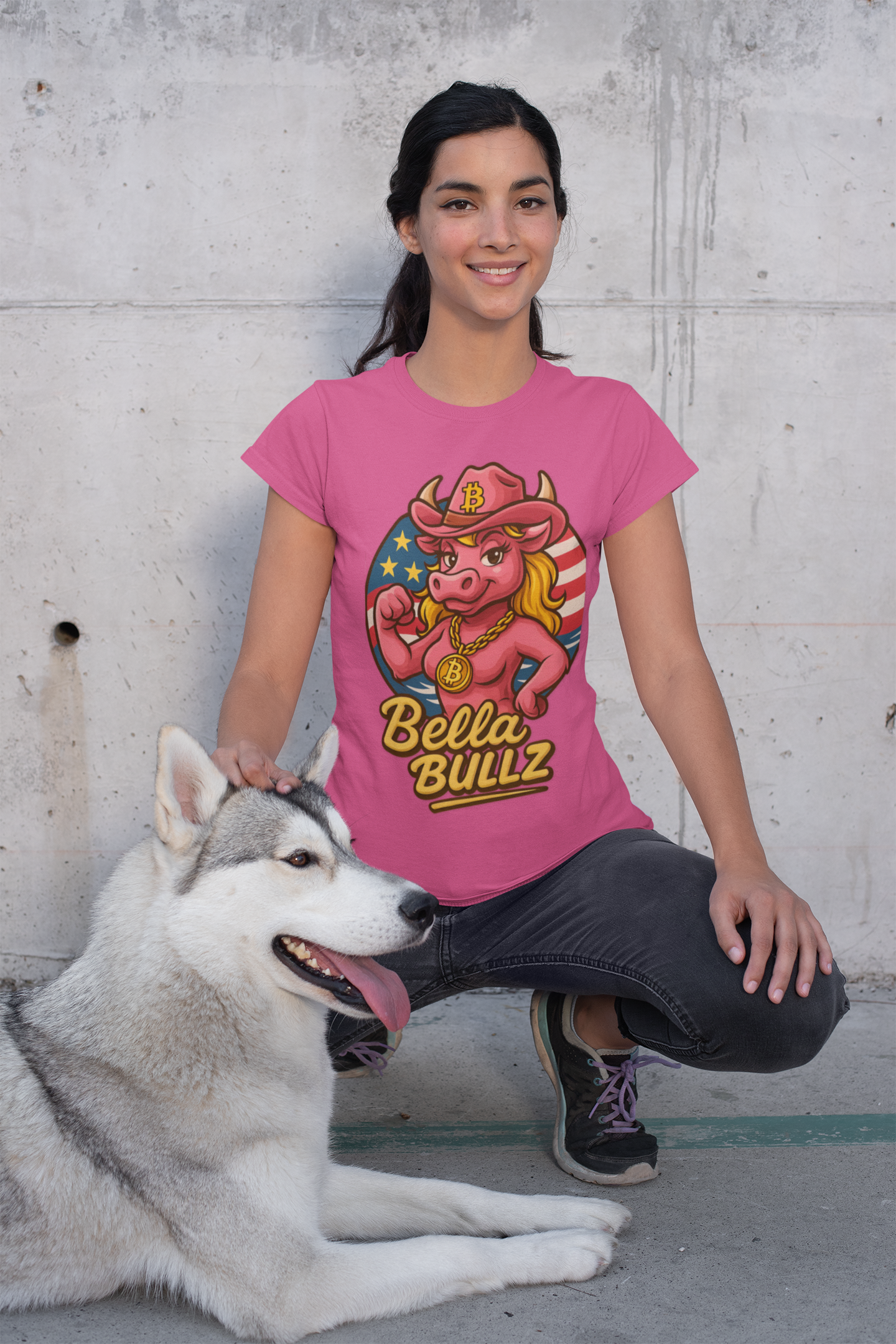 Bella Bullz Women's Summer Cotton Tee, Crypto Cowgirl T-shirt, Crypto Themed Gift, Western Style Shirt, Great for Holidays
