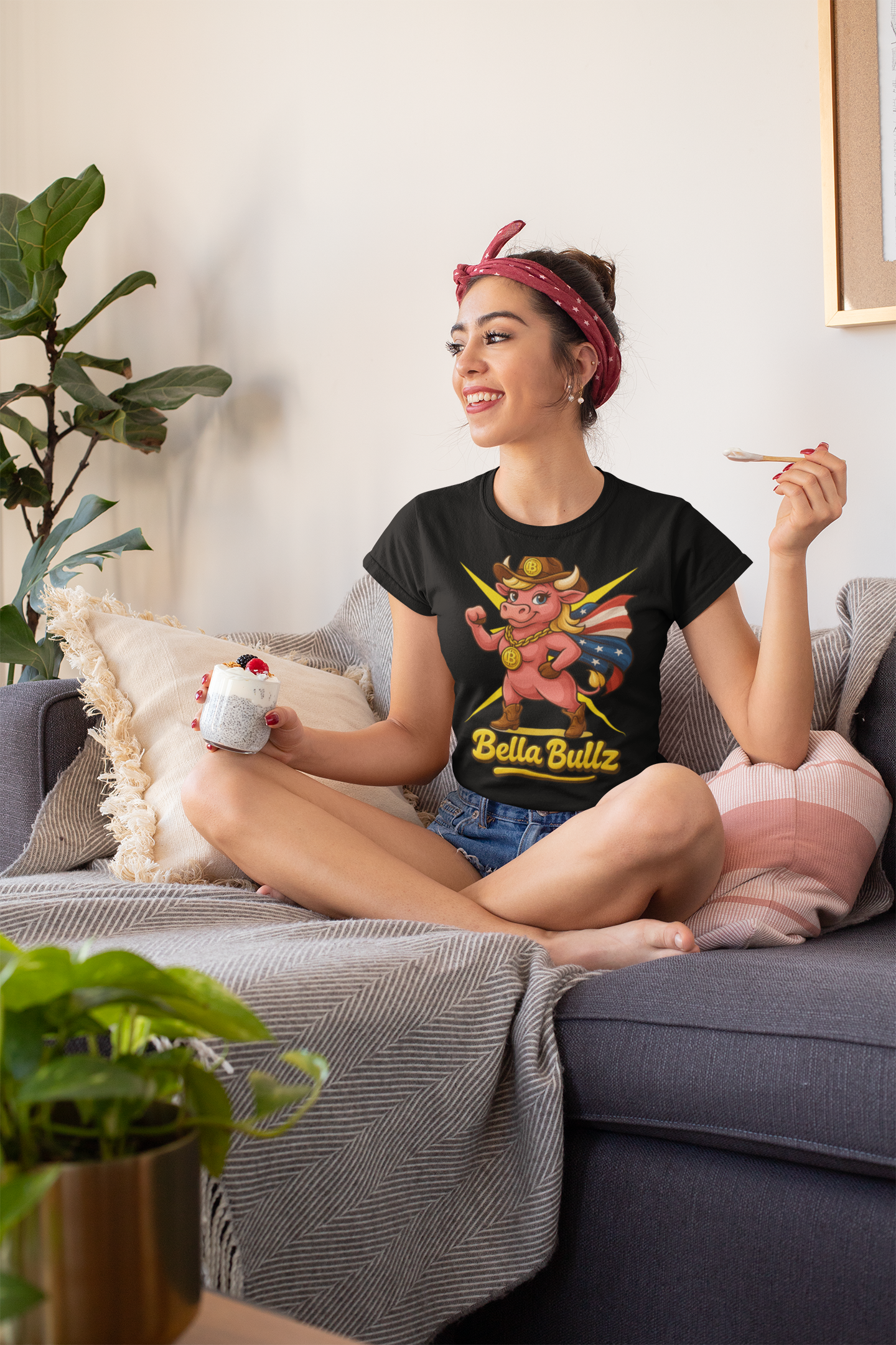 Cowgirl Crypto Tee, Women's Bitcoin Shirt, Bella Bullz Graphic Tee, Crypto Bull Top, Gift for Crypto Lovers