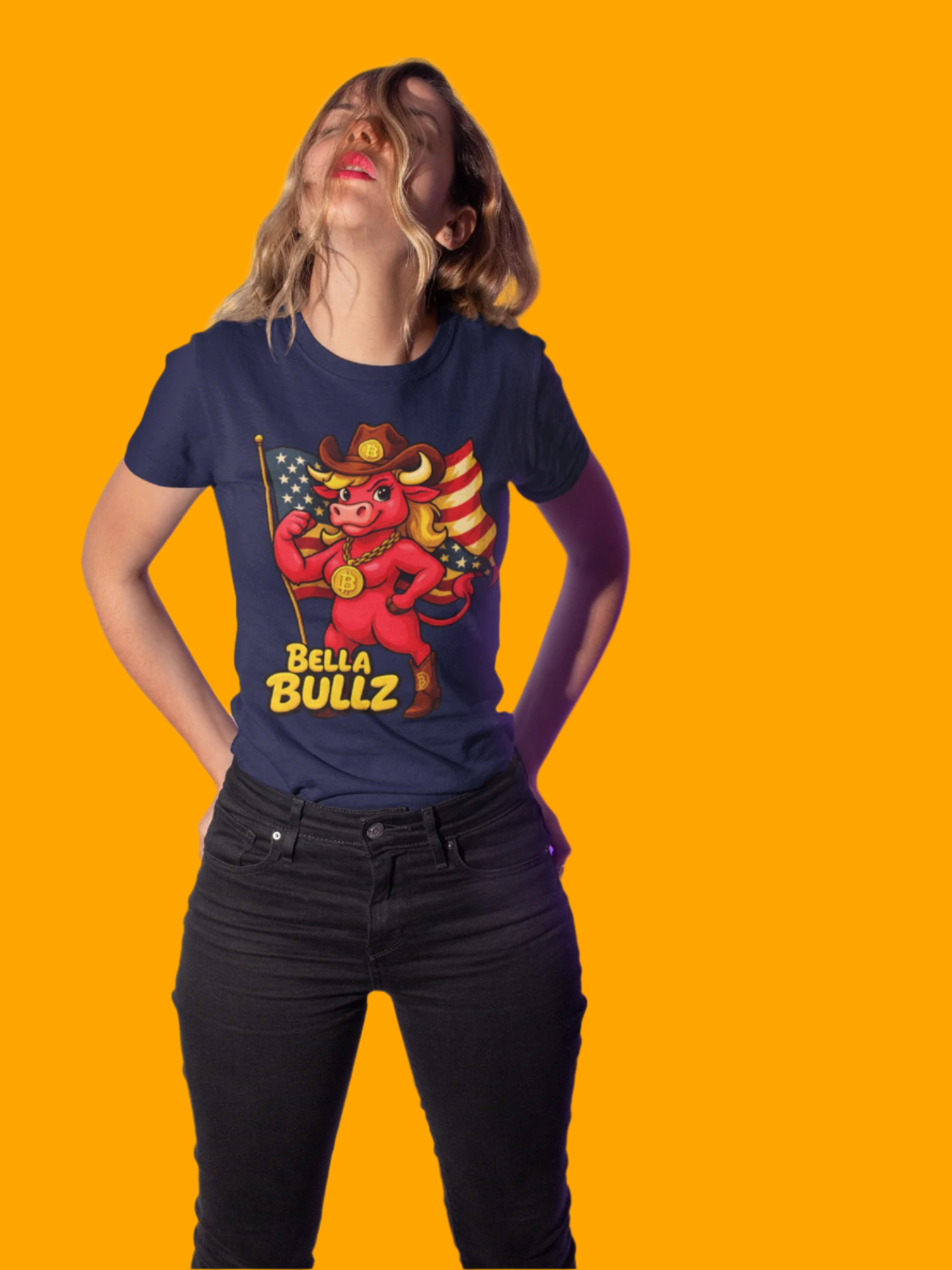 Bella Bullz Women's Cotton Tee - Proud Bitcoin Cowgirl Crypto Lovers Design