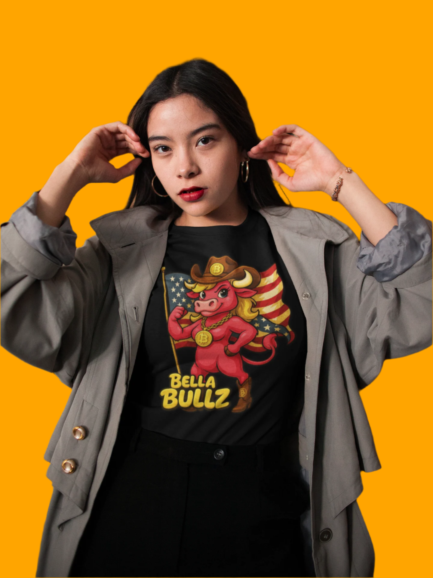 Bella Bullz Women's Cotton Tee - Proud Bitcoin Cowgirl Crypto Lovers Design