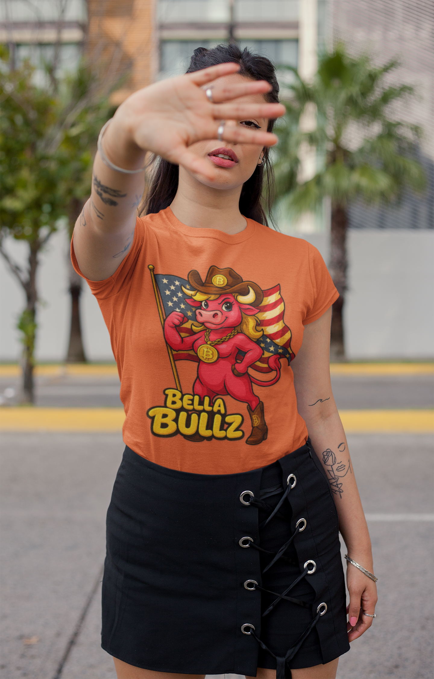 Bella Bullz Women's Cotton Tee - Proud Bitcoin Cowgirl Crypto Lovers Design