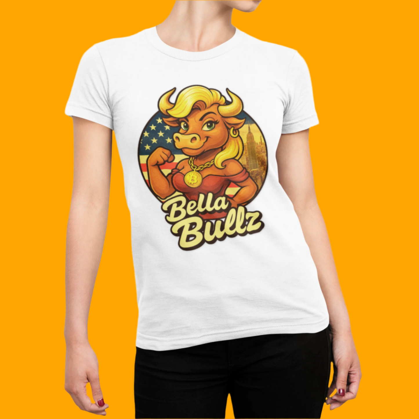 Empowering Women's Crypto Cotton Tee - Bella Bullz Limited Design High Quality Cotton Summer Shirt