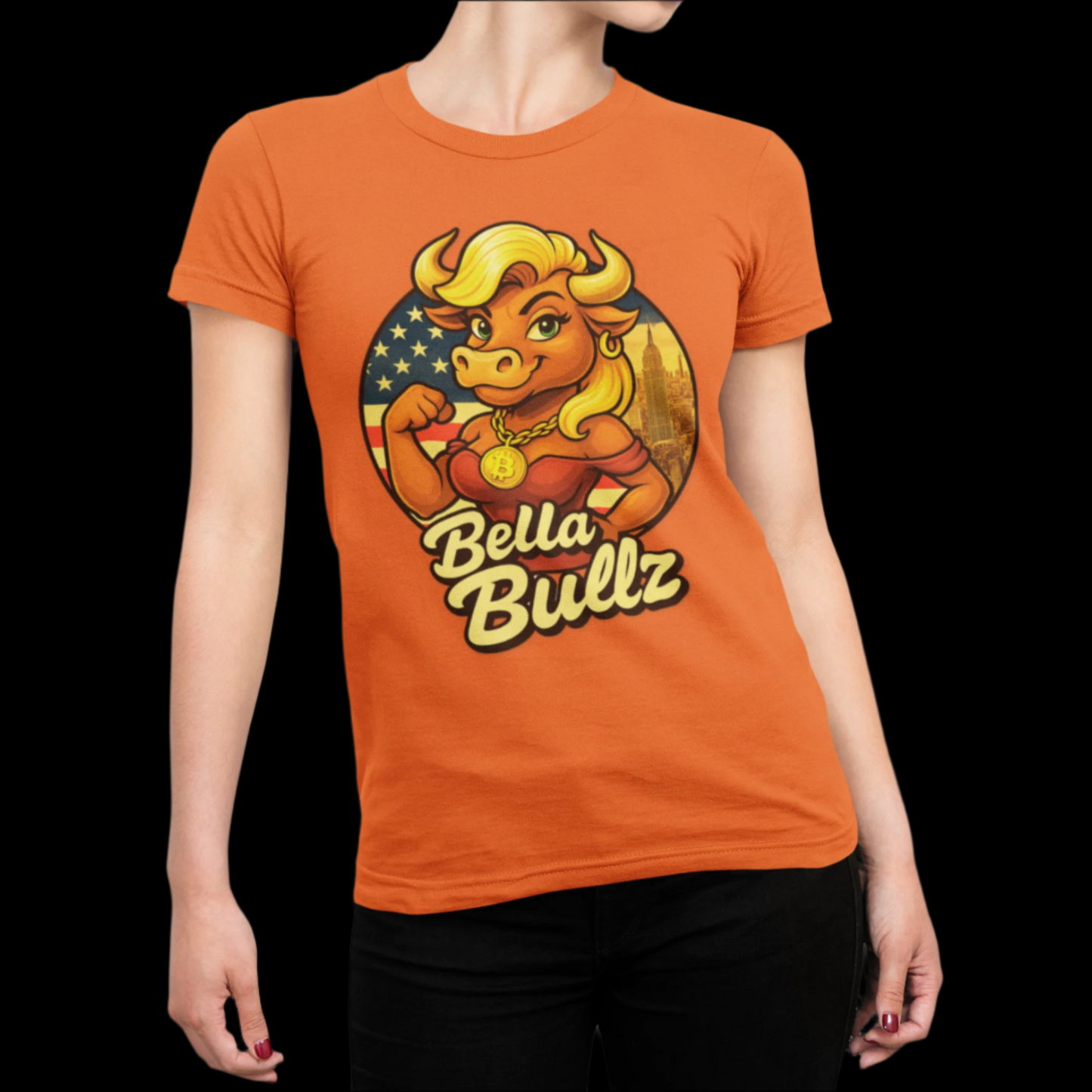Empowering Women's Crypto Cotton Tee - Bella Bullz Limited Design High Quality Cotton Summer Shirt