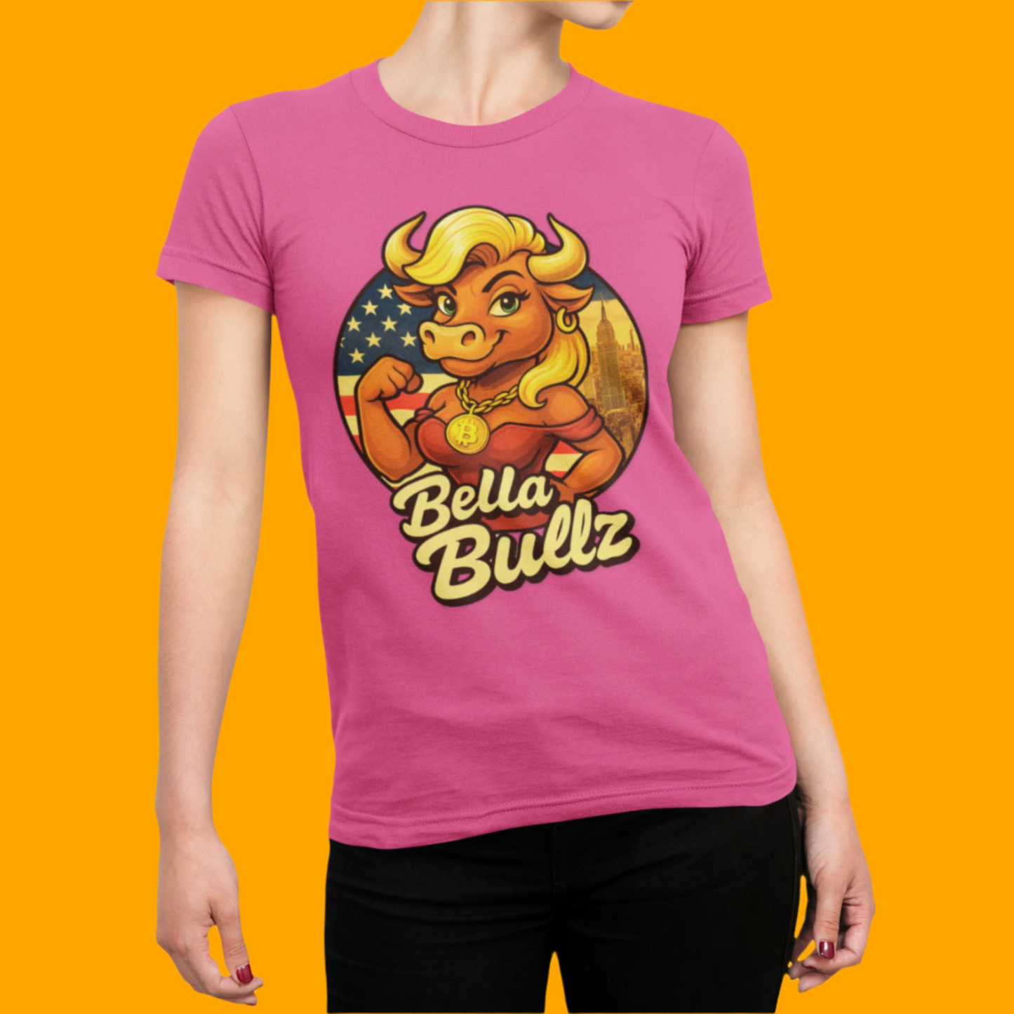 Empowering Women's Crypto Cotton Tee - Bella Bullz Limited Design High Quality Cotton Summer Shirt