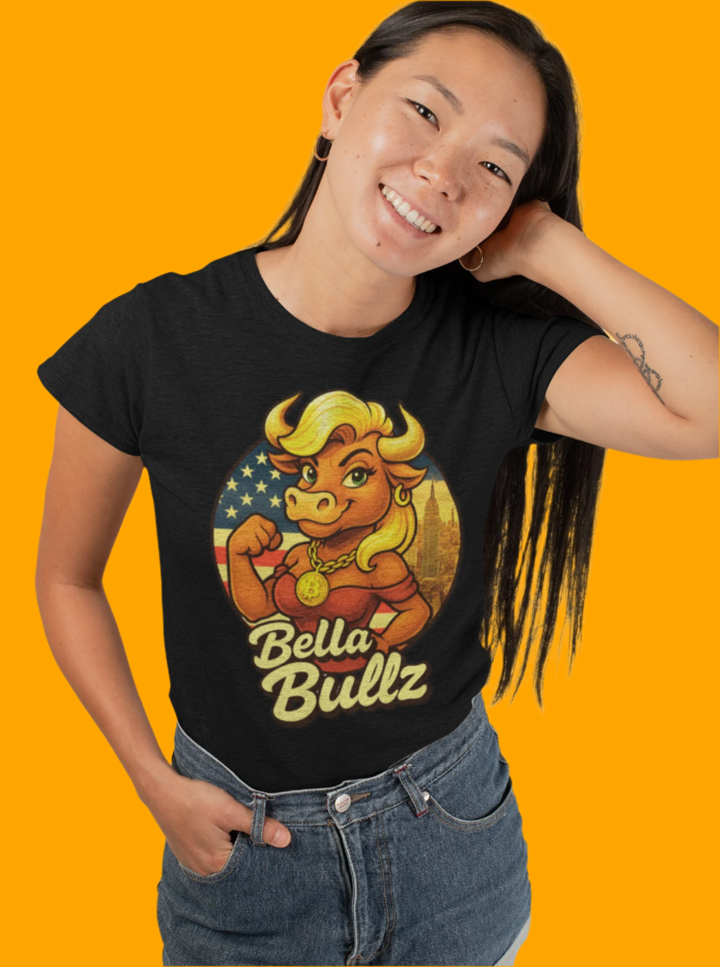Empowering Women's Crypto Cotton Tee - Bella Bullz Limited Design High Quality Cotton Summer Shirt