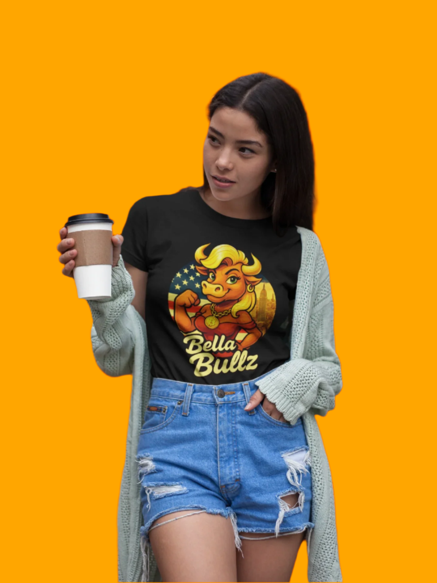 Empowering Women's Crypto Cotton Tee - Bella Bullz Limited Design High Quality Cotton Summer Shirt