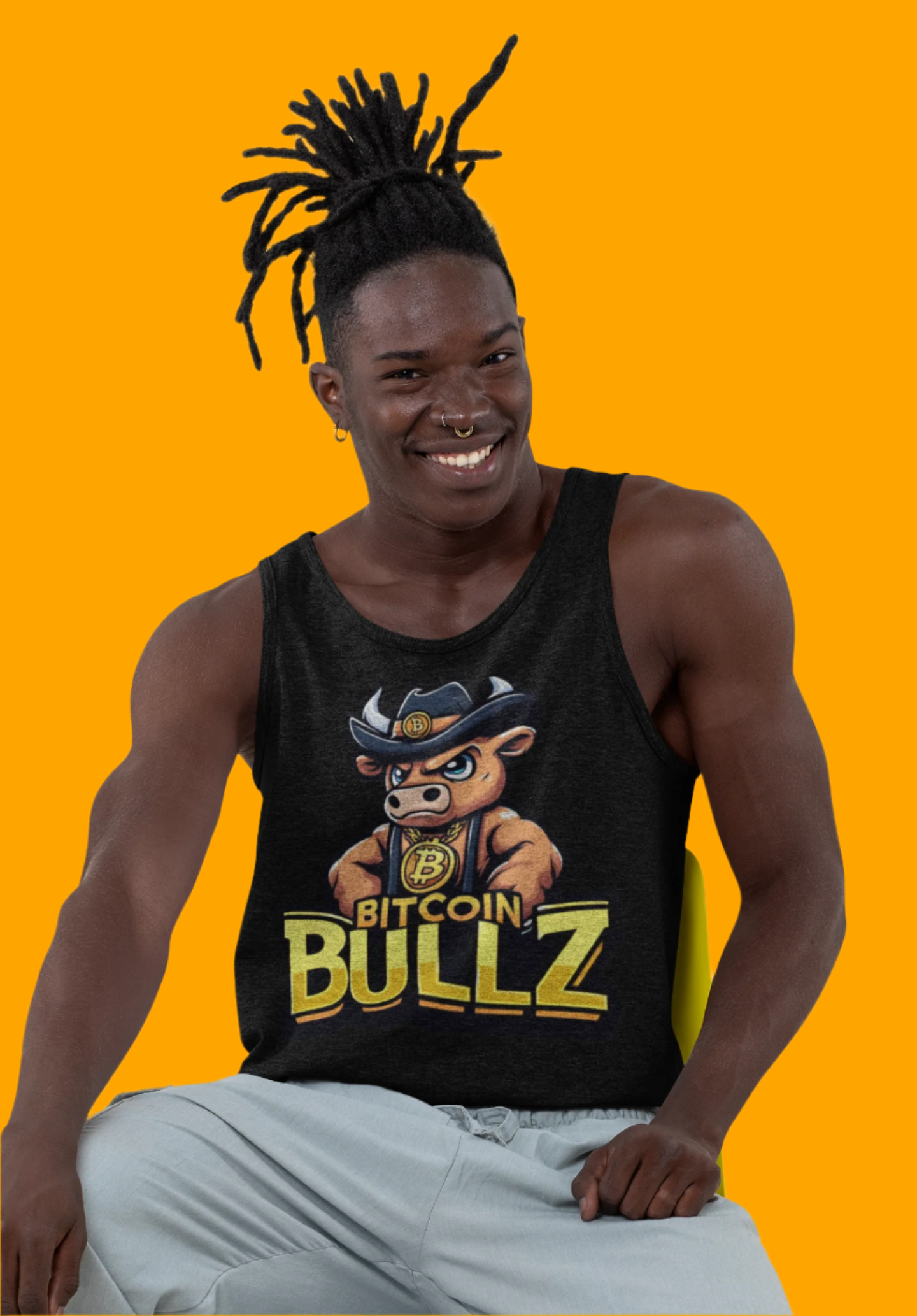 Bitcoin Bullz Garment-Dyed Tank Top | Crypto Lover Gift | Men's Summer Wear | Graphic Tee for Festivals, Beach, Gym