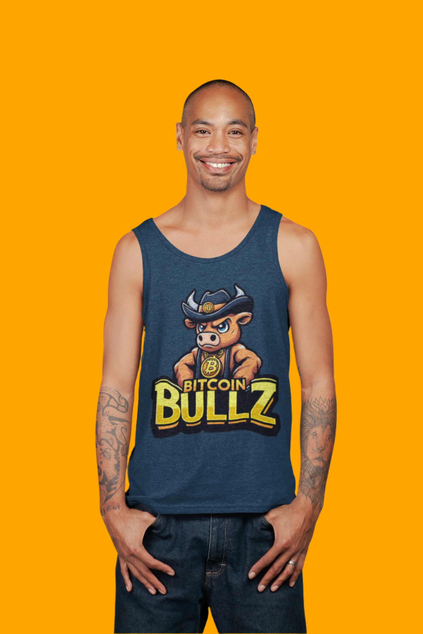Bitcoin Bullz Garment-Dyed Tank Top | Crypto Lover Gift | Men's Summer Wear | Graphic Tee for Festivals, Beach, Gym