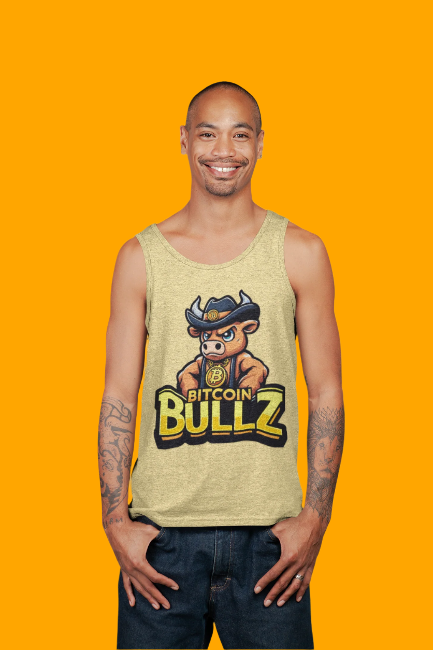 Bitcoin Bullz Garment-Dyed Tank Top | Crypto Lover Gift | Men's Summer Wear | Graphic Tee for Festivals, Beach, Gym