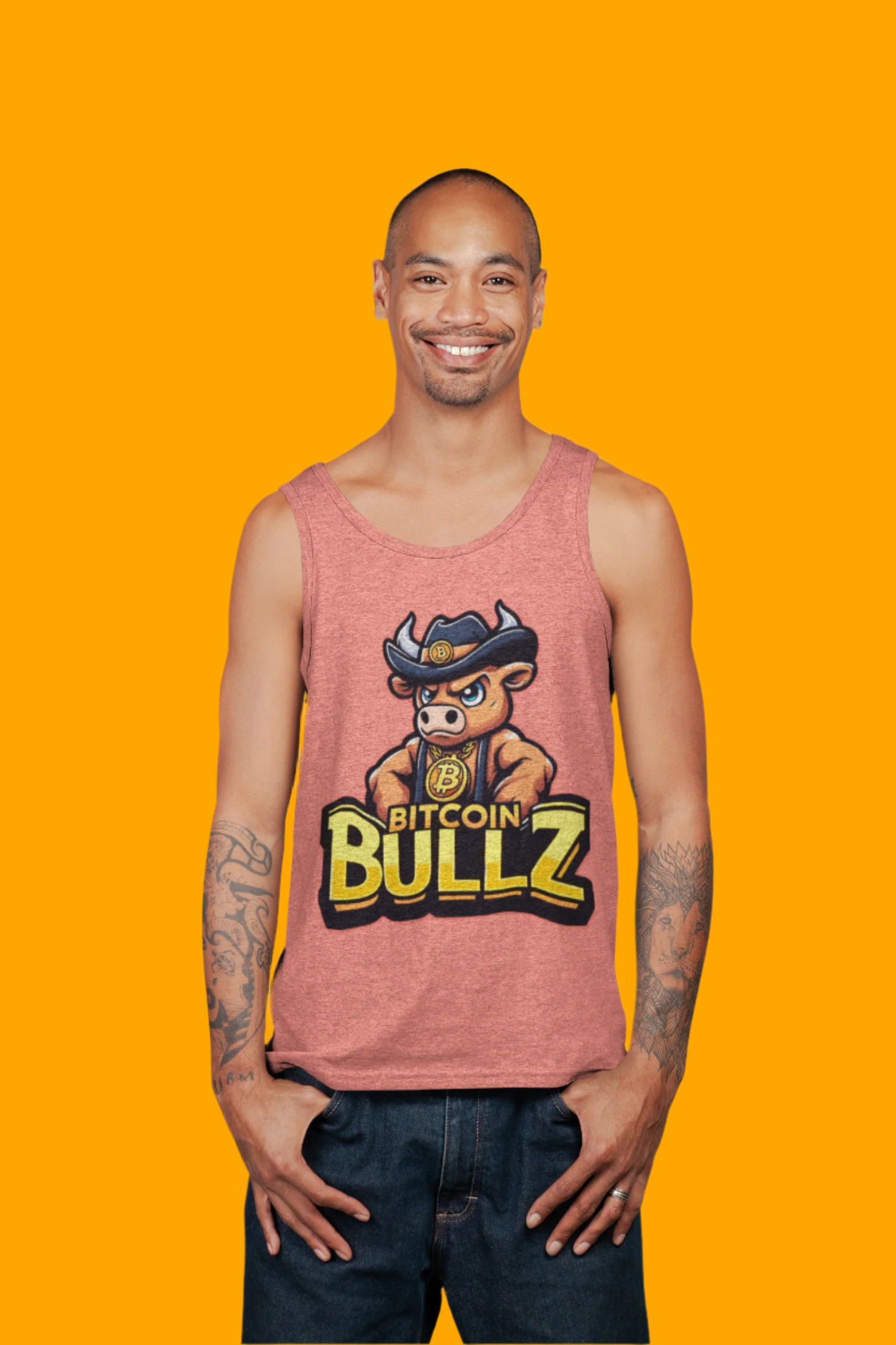 Bitcoin Bullz Garment-Dyed Tank Top | Crypto Lover Gift | Men's Summer Wear | Graphic Tee for Festivals, Beach, Gym
