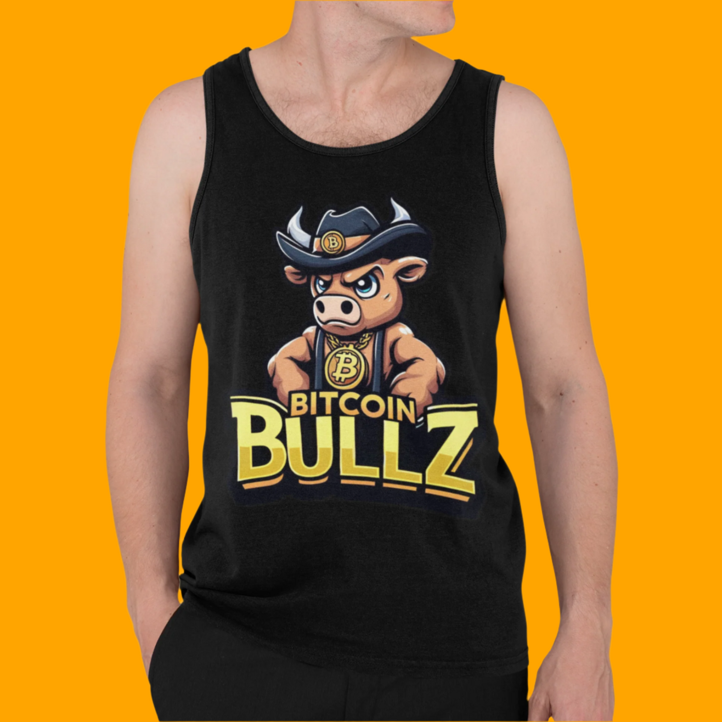 Bitcoin Bullz Garment-Dyed Tank Top | Crypto Lover Gift | Men's Summer Wear | Graphic Tee for Festivals, Beach, Gym