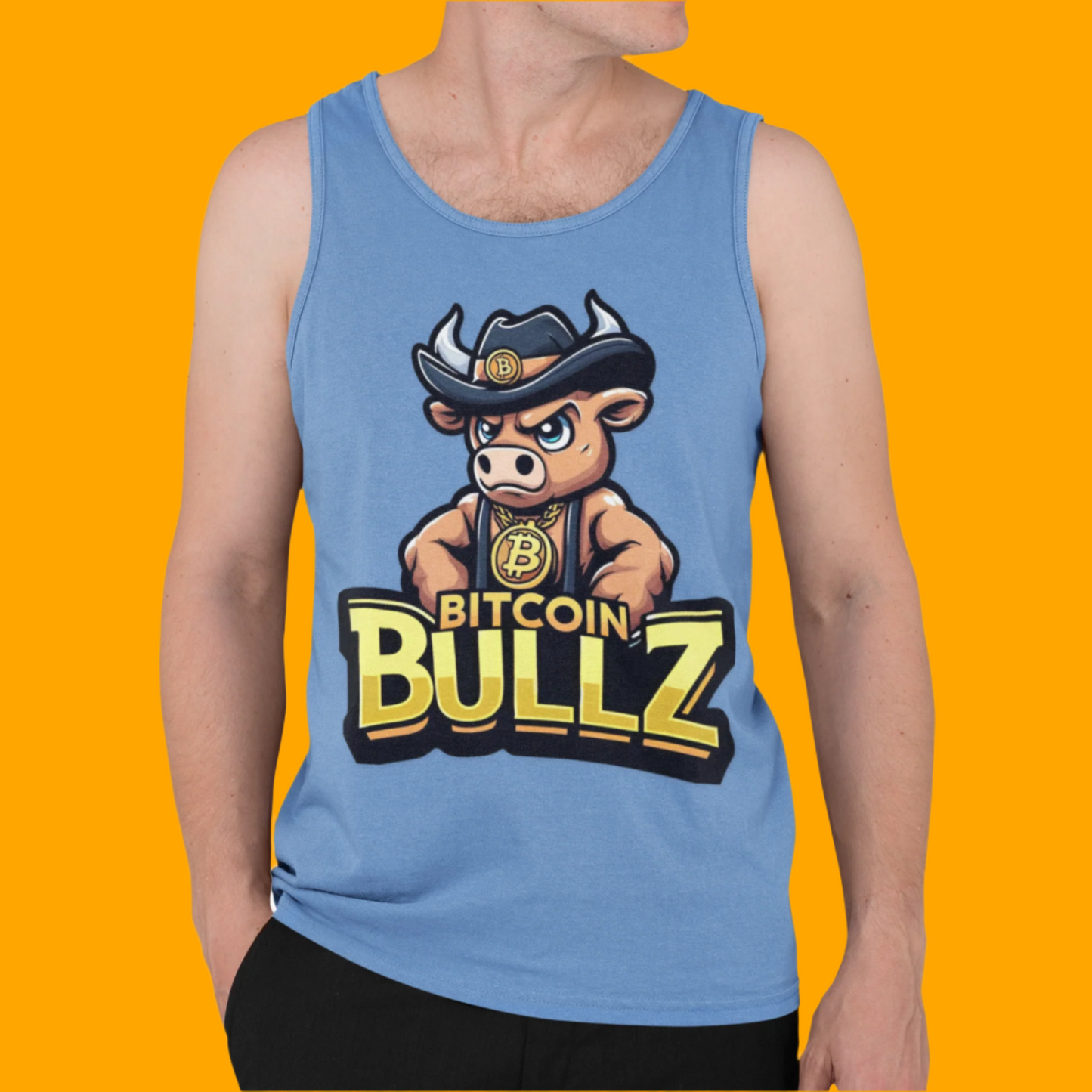 Bitcoin Bullz Garment-Dyed Tank Top | Crypto Lover Gift | Men's Summer Wear | Graphic Tee for Festivals, Beach, Gym