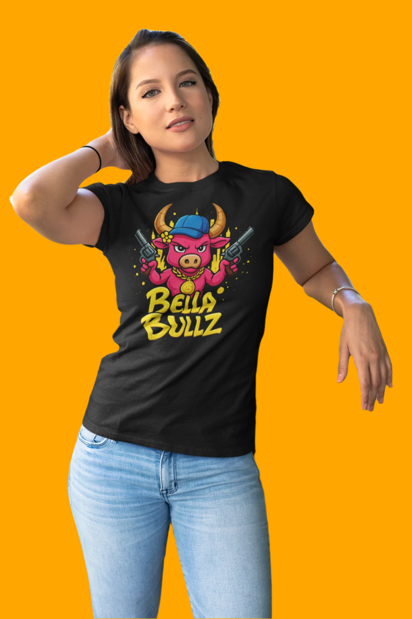 Bella Bullz Graphic Tee, Fun Women's T-Shirt, Casual Streetwear, Gift for Her, Summer Style, Cute Graphic Top