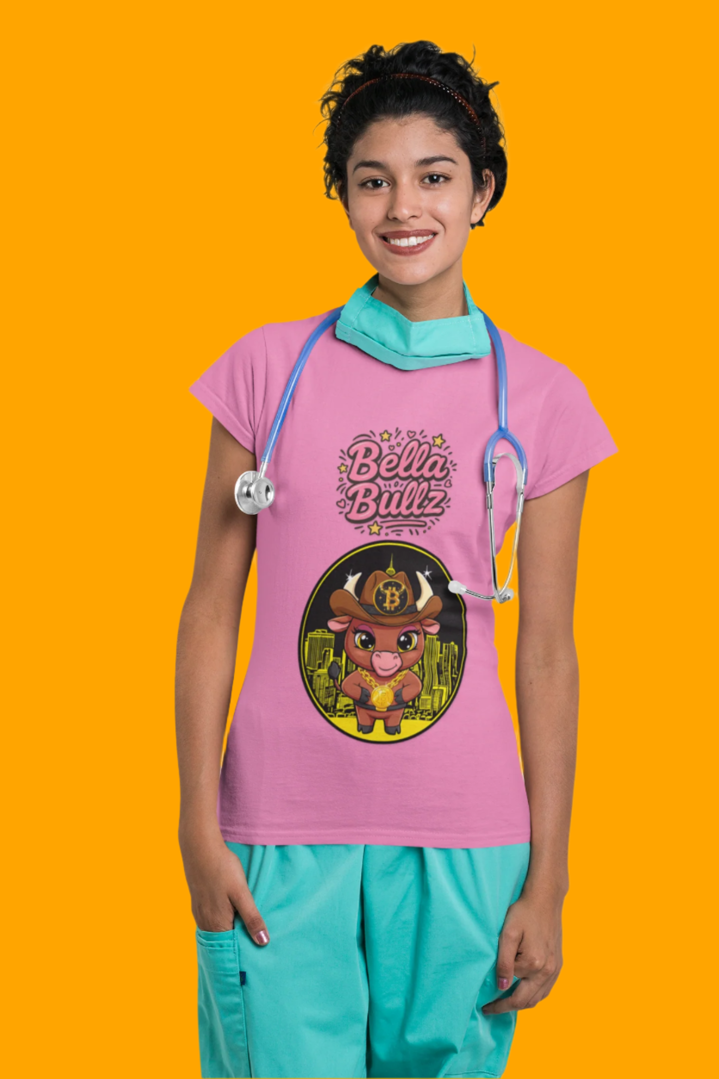 Cute Graphic Tee, Bella Bitcoin Bullz T-Shirt, Crypto Animal Quality T-Shirt, Exclusive Design, Gift for Her, Fun