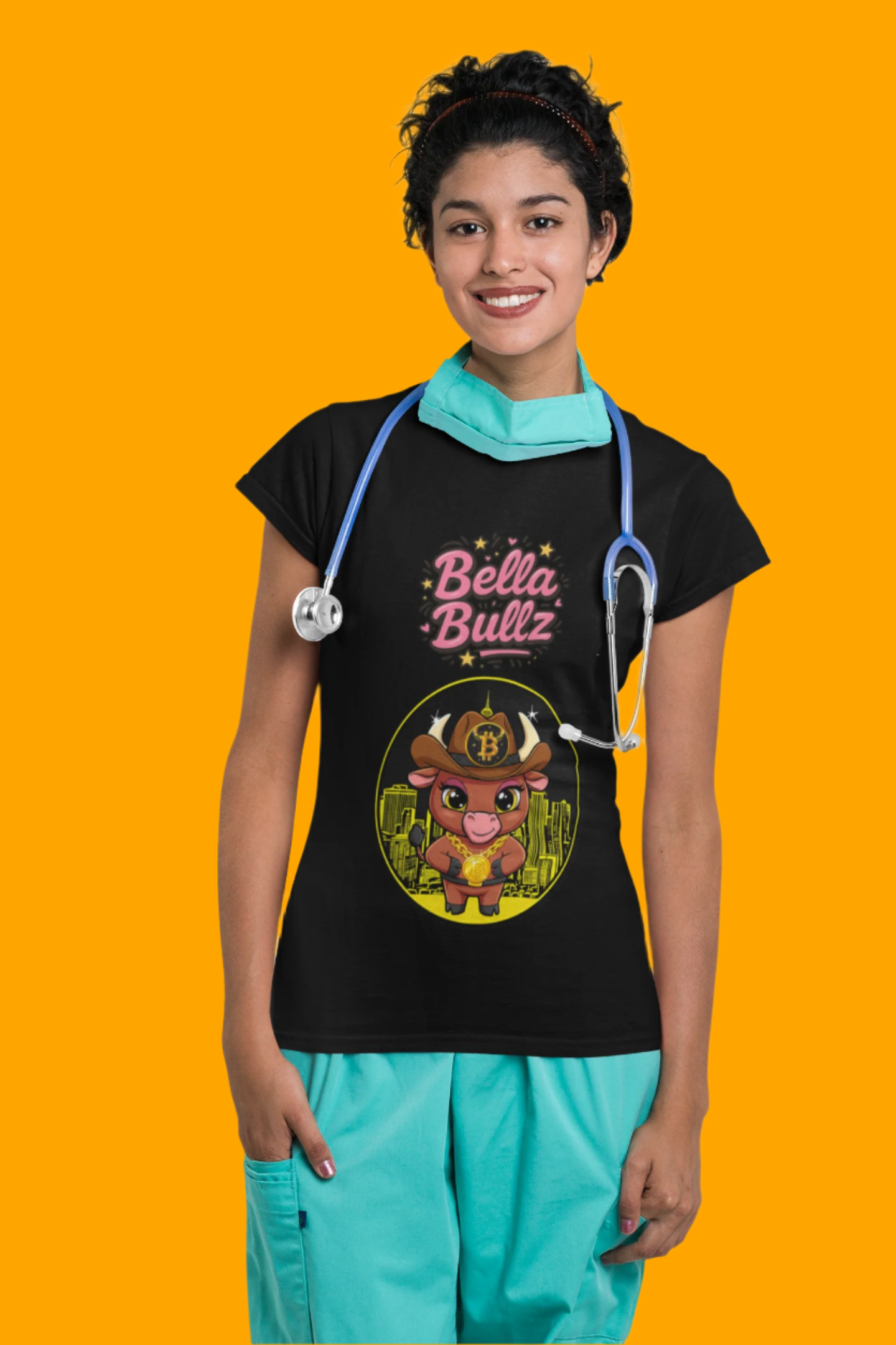 Cute Graphic Tee, Bella Bitcoin Bullz T-Shirt, Crypto Animal Quality T-Shirt, Exclusive Design, Gift for Her, Fun