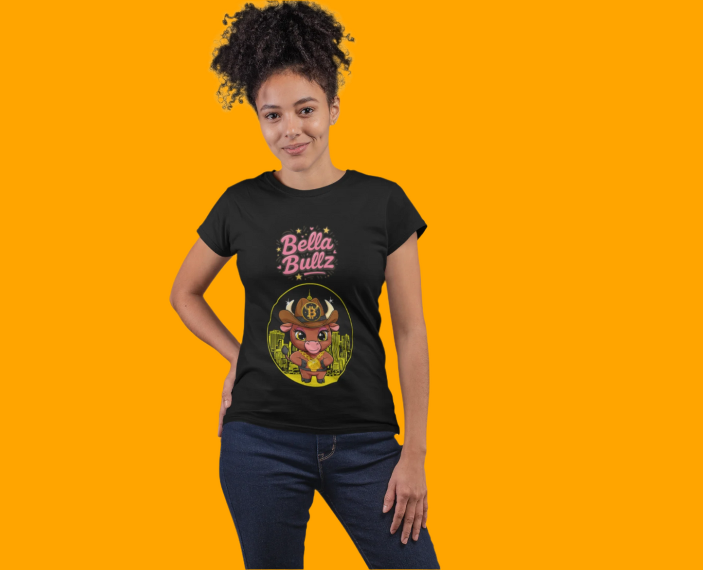 Cute Graphic Tee, Bella Bitcoin Bullz T-Shirt, Crypto Animal Quality T-Shirt, Exclusive Design, Gift for Her, Fun
