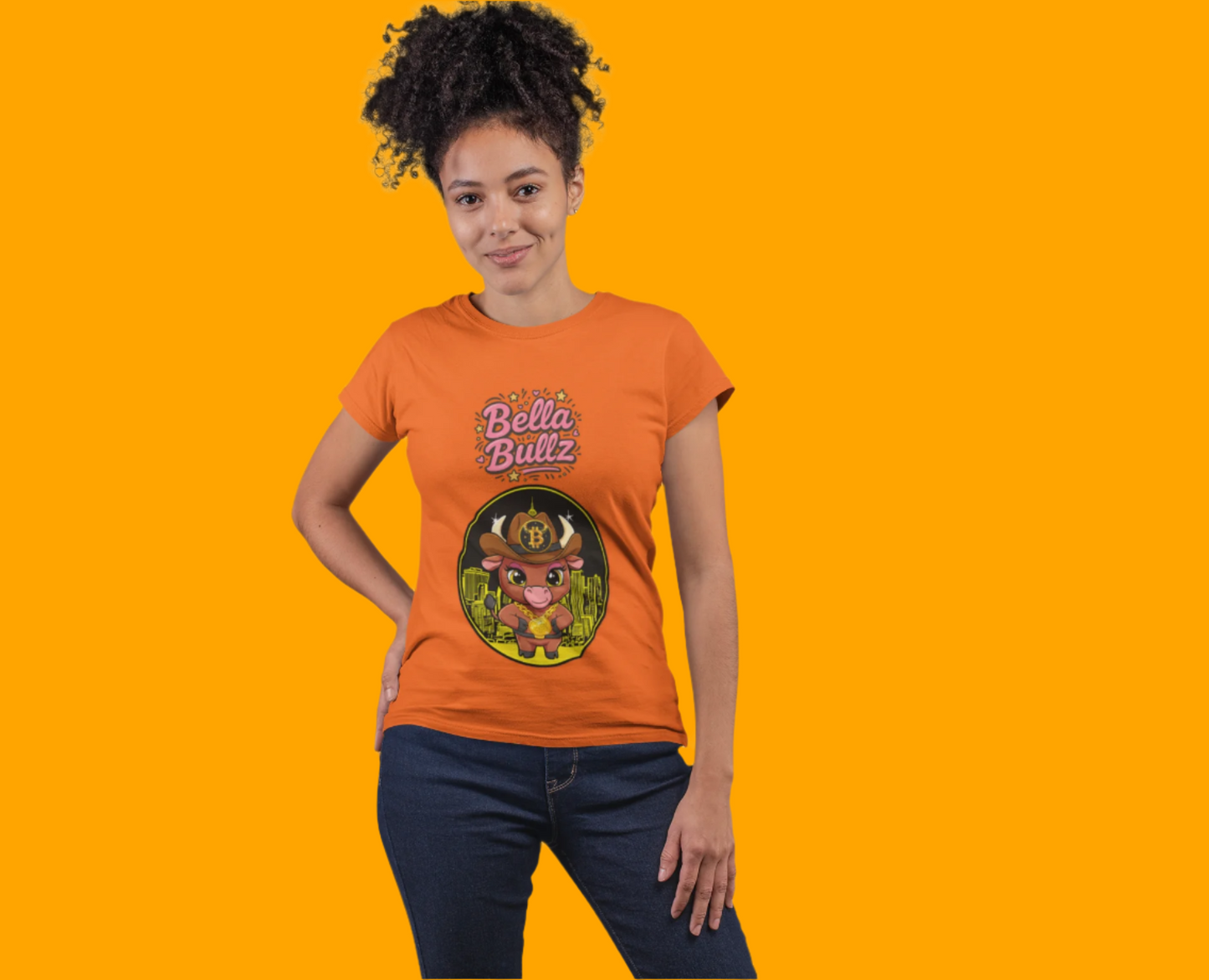 Cute Graphic Tee, Bella Bitcoin Bullz T-Shirt, Crypto Animal Quality T-Shirt, Exclusive Design, Gift for Her, Fun